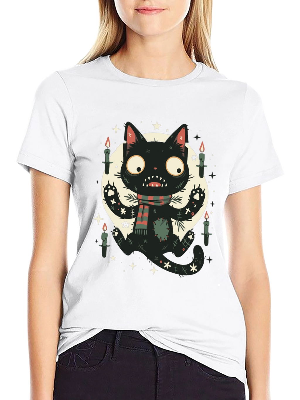 Spooky Black Cat Graphic Tee