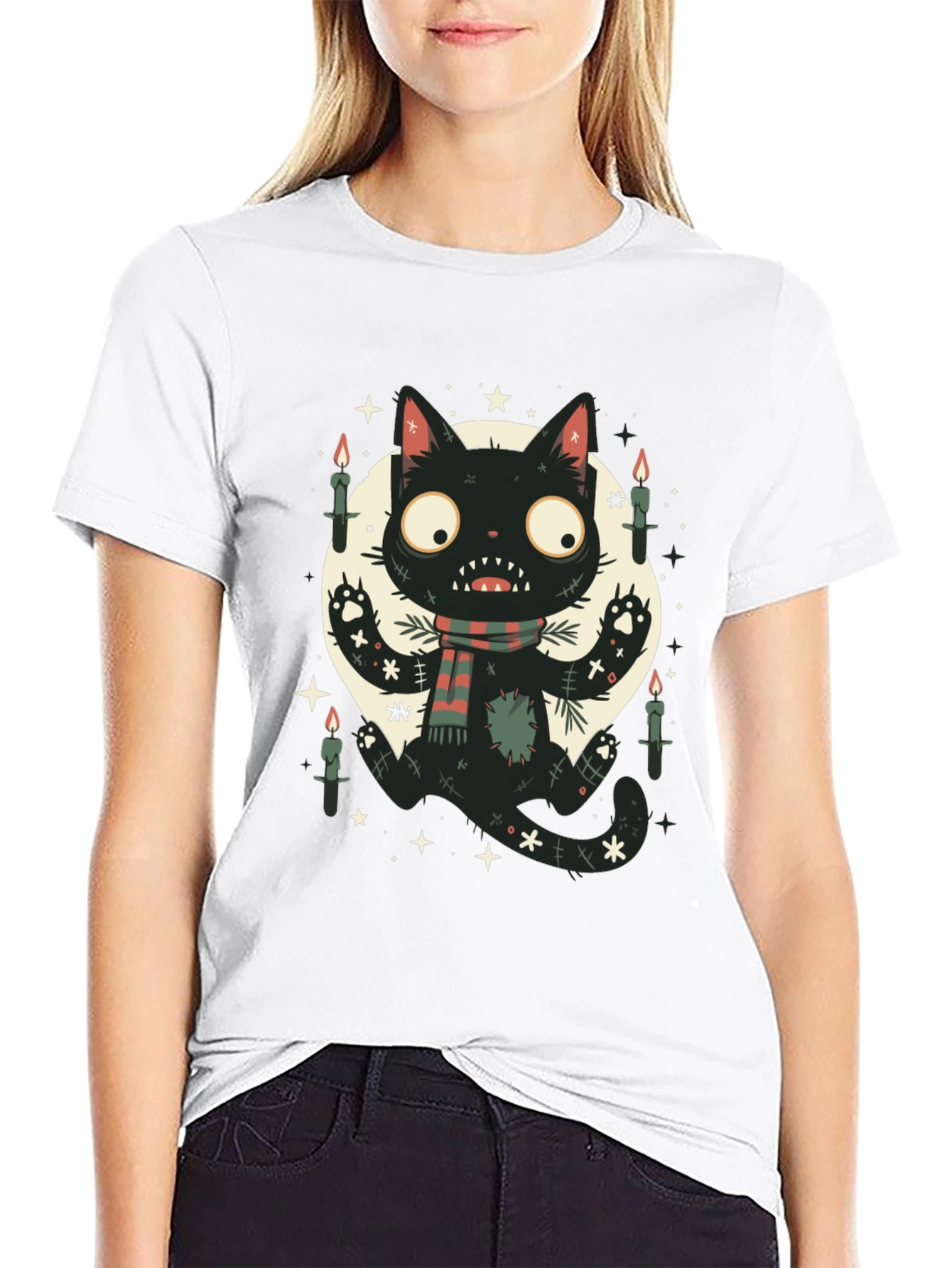 Spooky Black Cat Graphic Tee