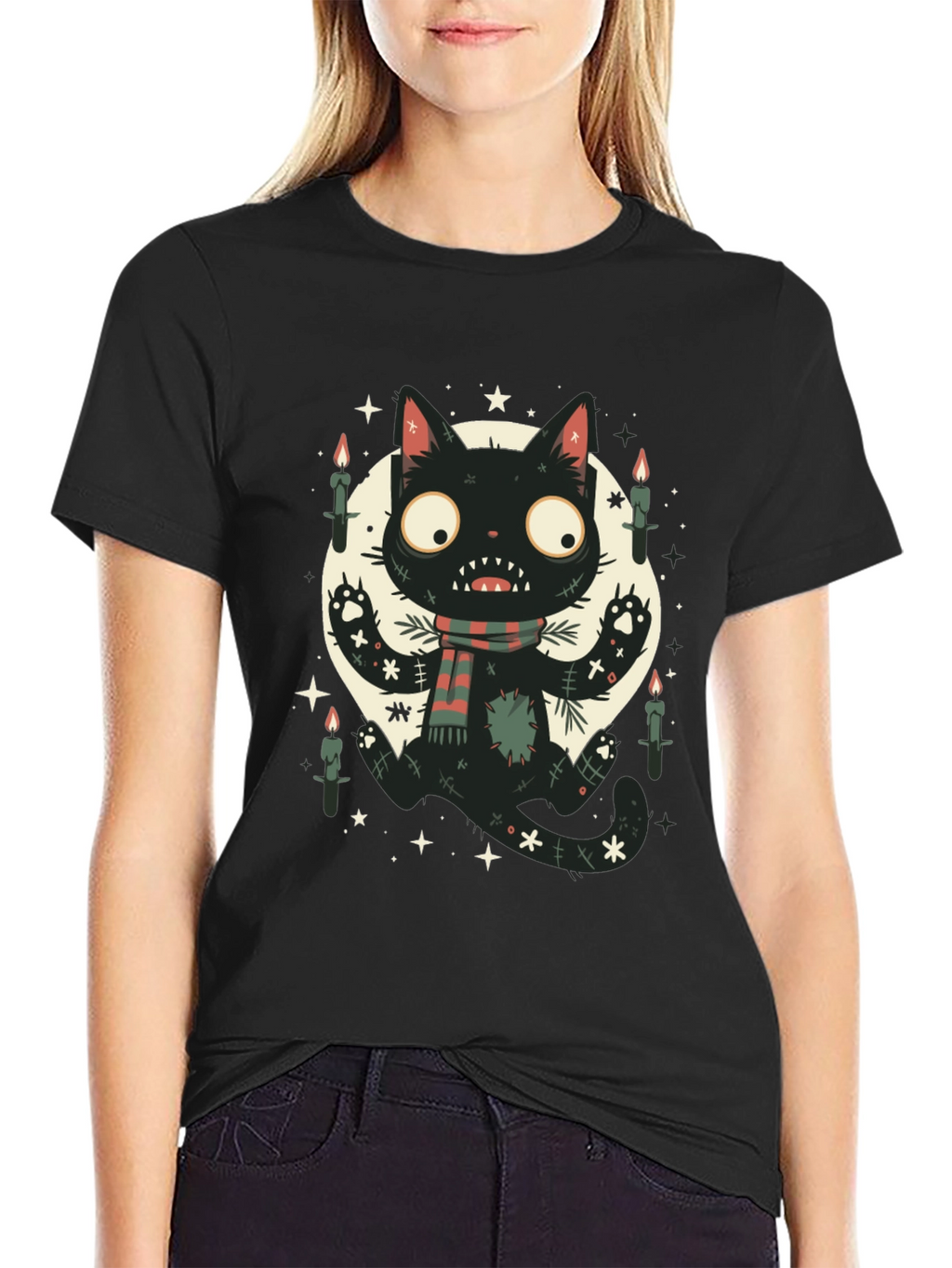 Spooky Black Cat Graphic Tee
