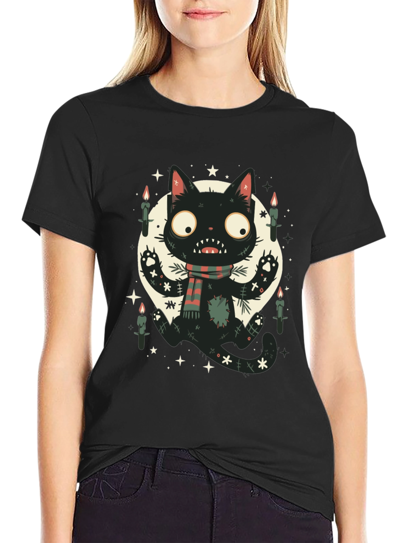 Spooky Black Cat Graphic Tee