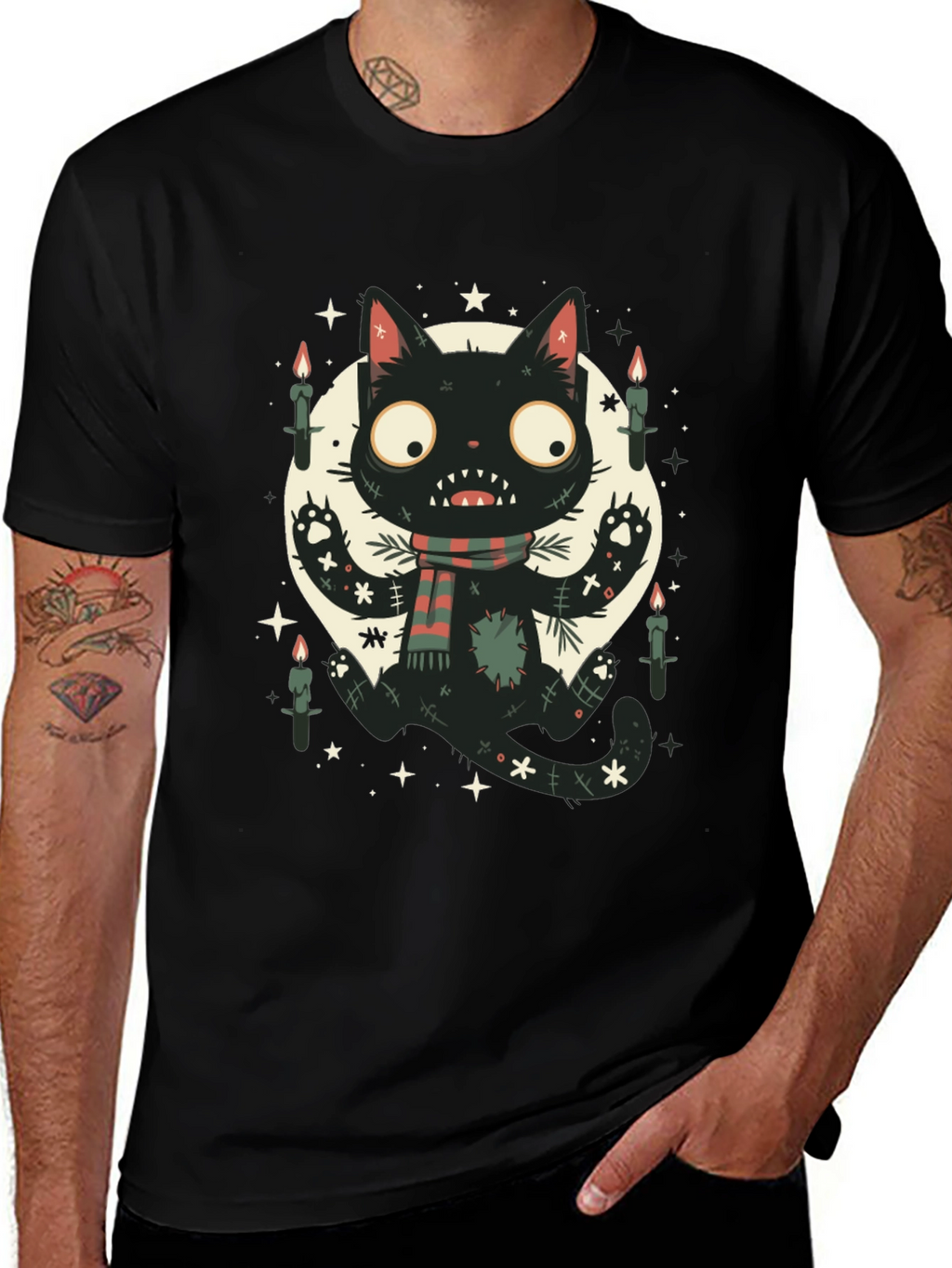 Spooky Black Cat Graphic Tee
