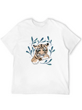 Cute Tiger Graphic Tee - Black Cotton Shirt