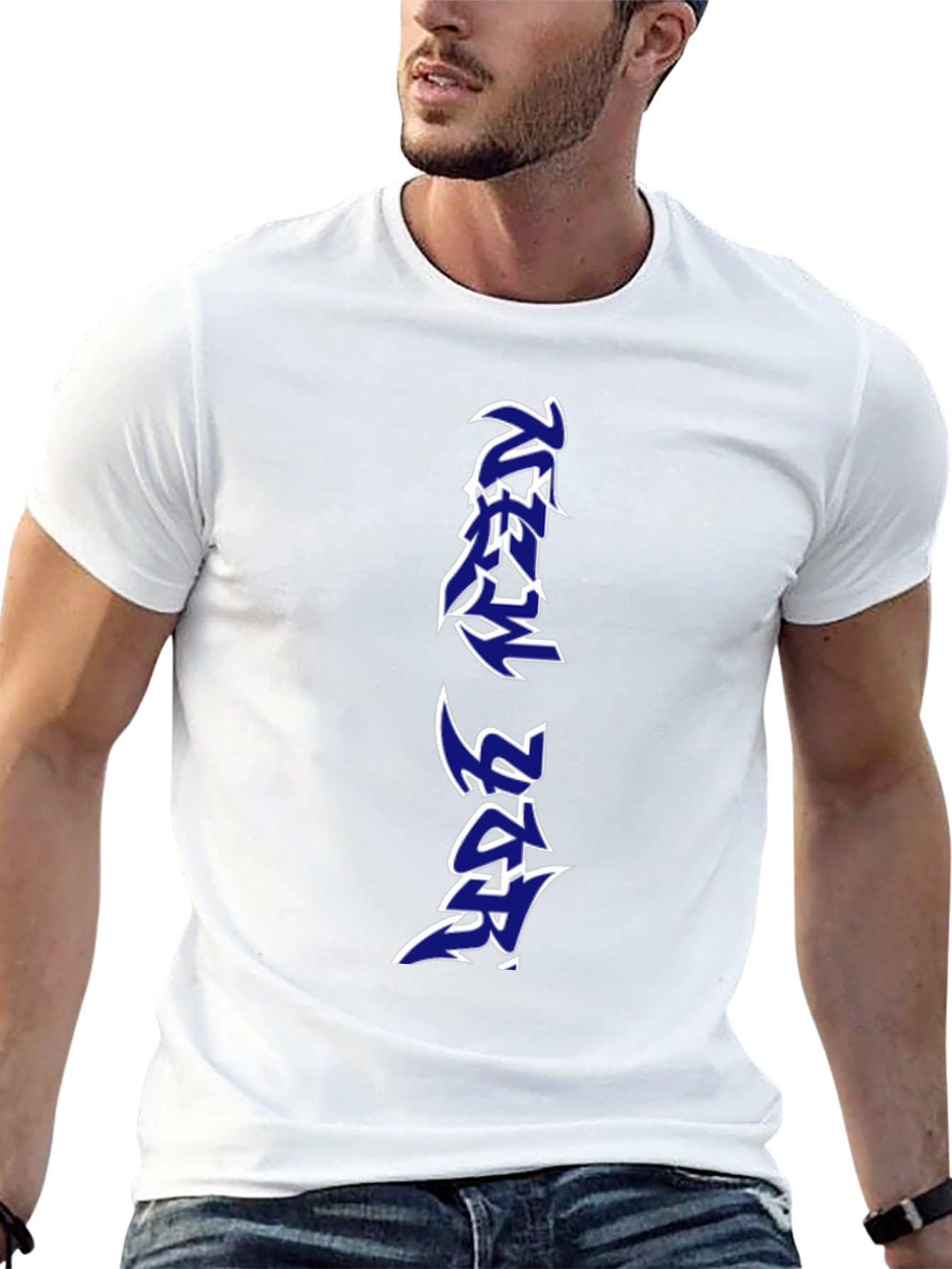 Black T-Shirt with Vertical Graphic Print
