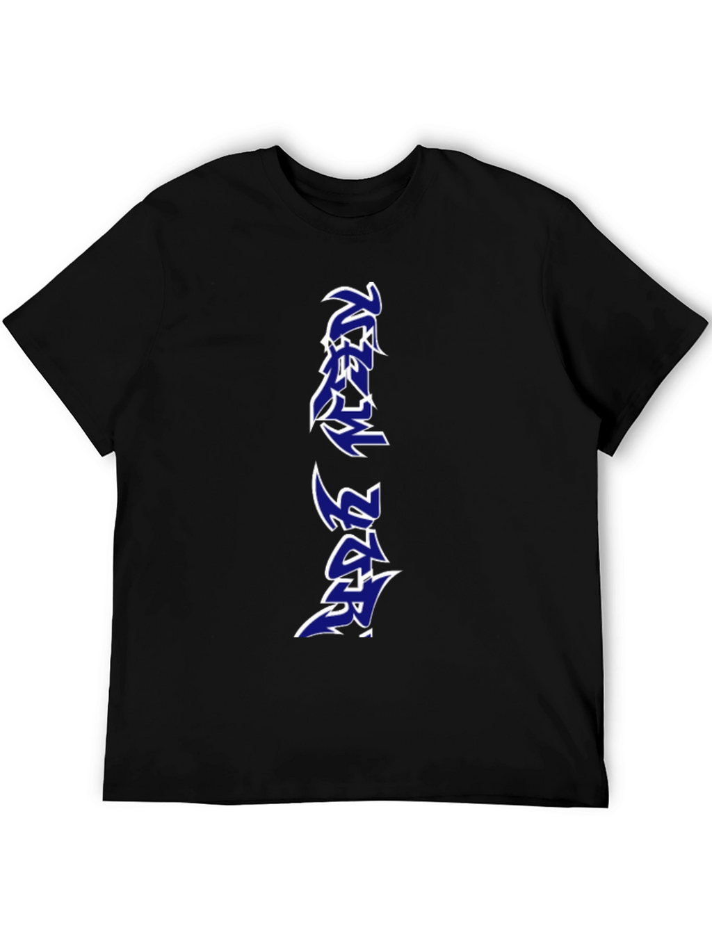 Black T-Shirt with Vertical Graphic Print