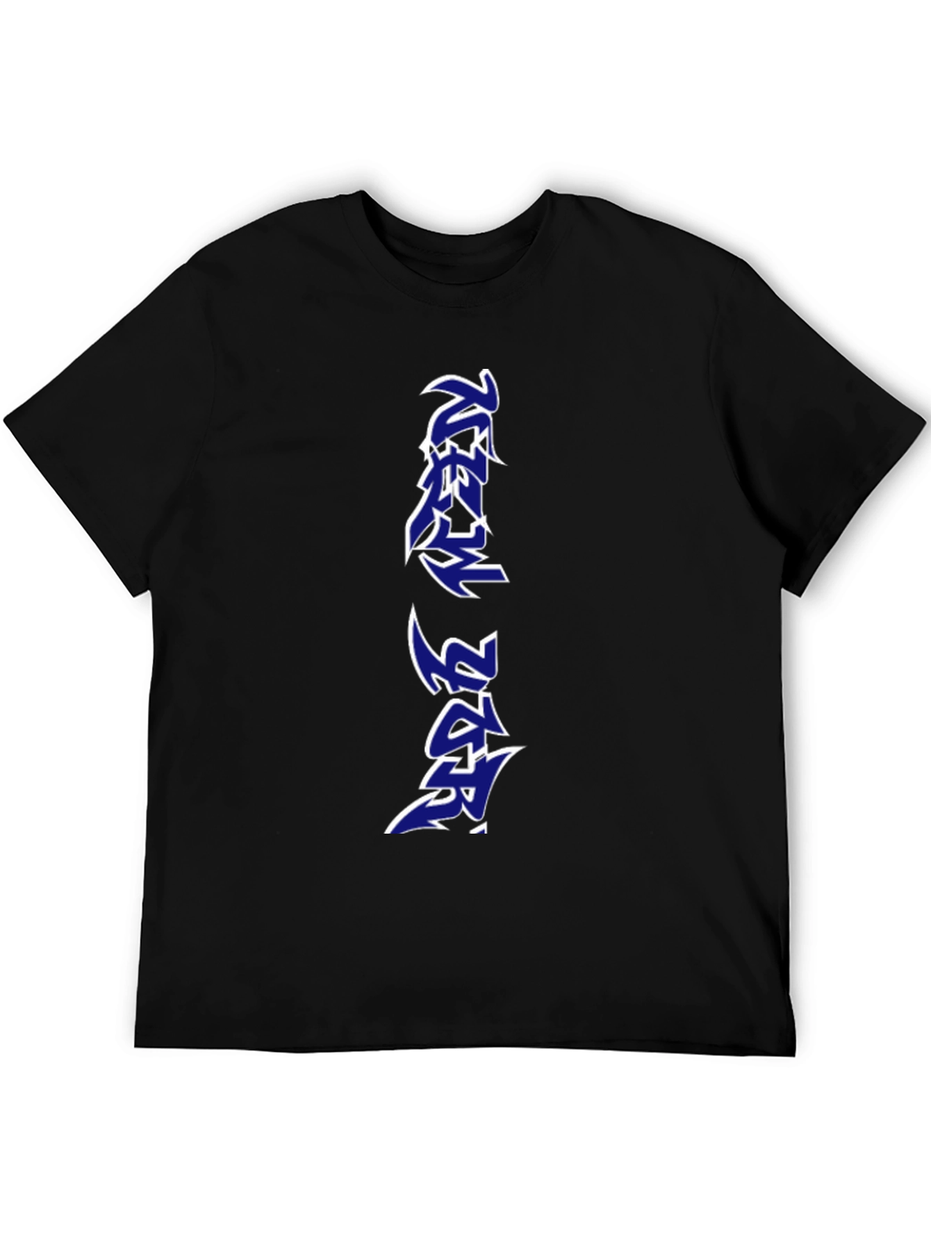 Black T-Shirt with Vertical Graphic Print