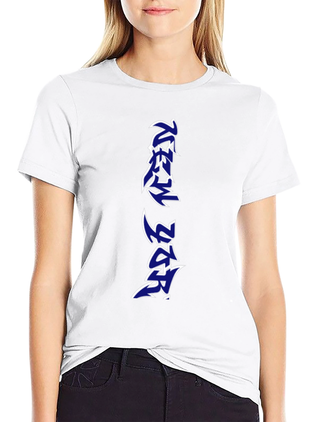 Black T-Shirt with Vertical Graphic Print