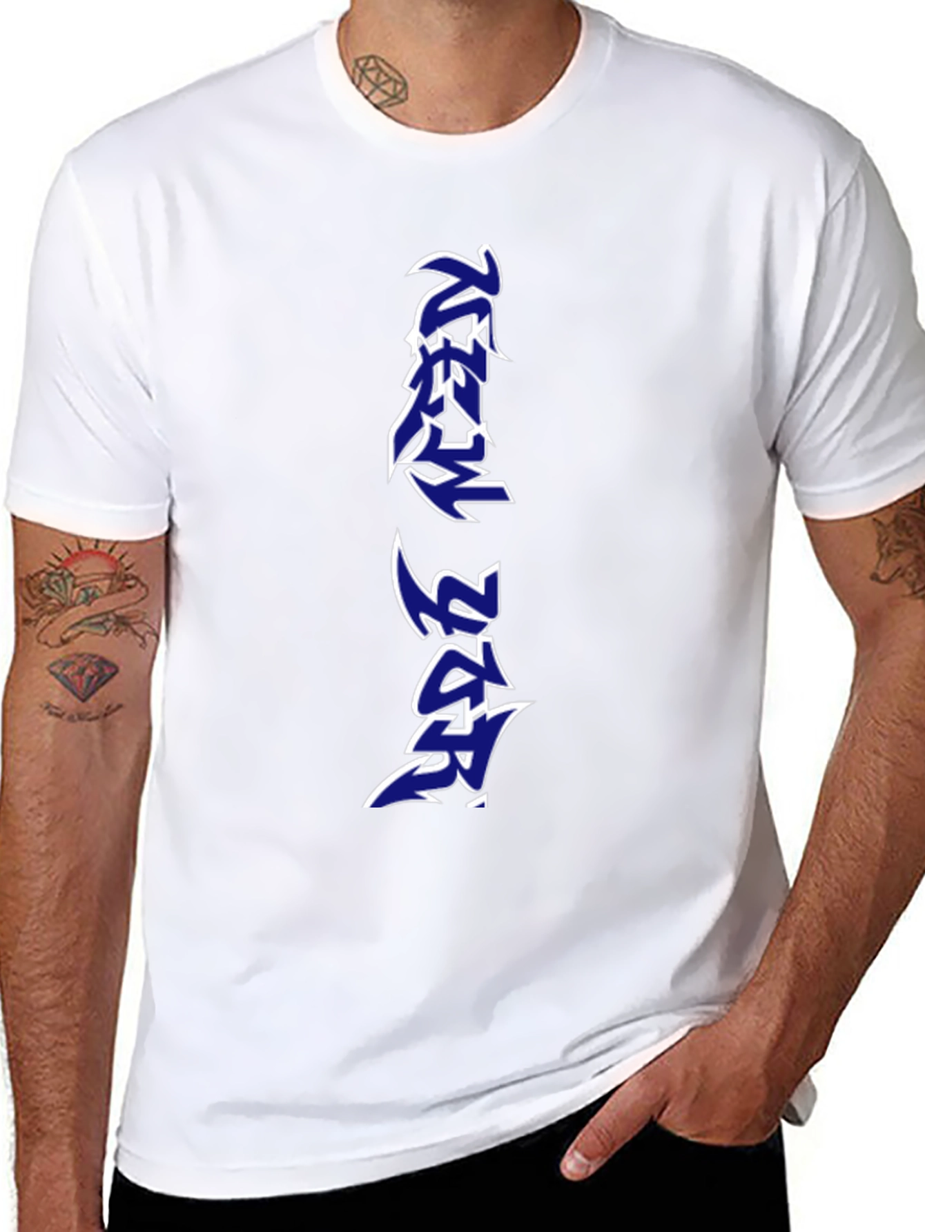 Black T-Shirt with Vertical Graphic Print