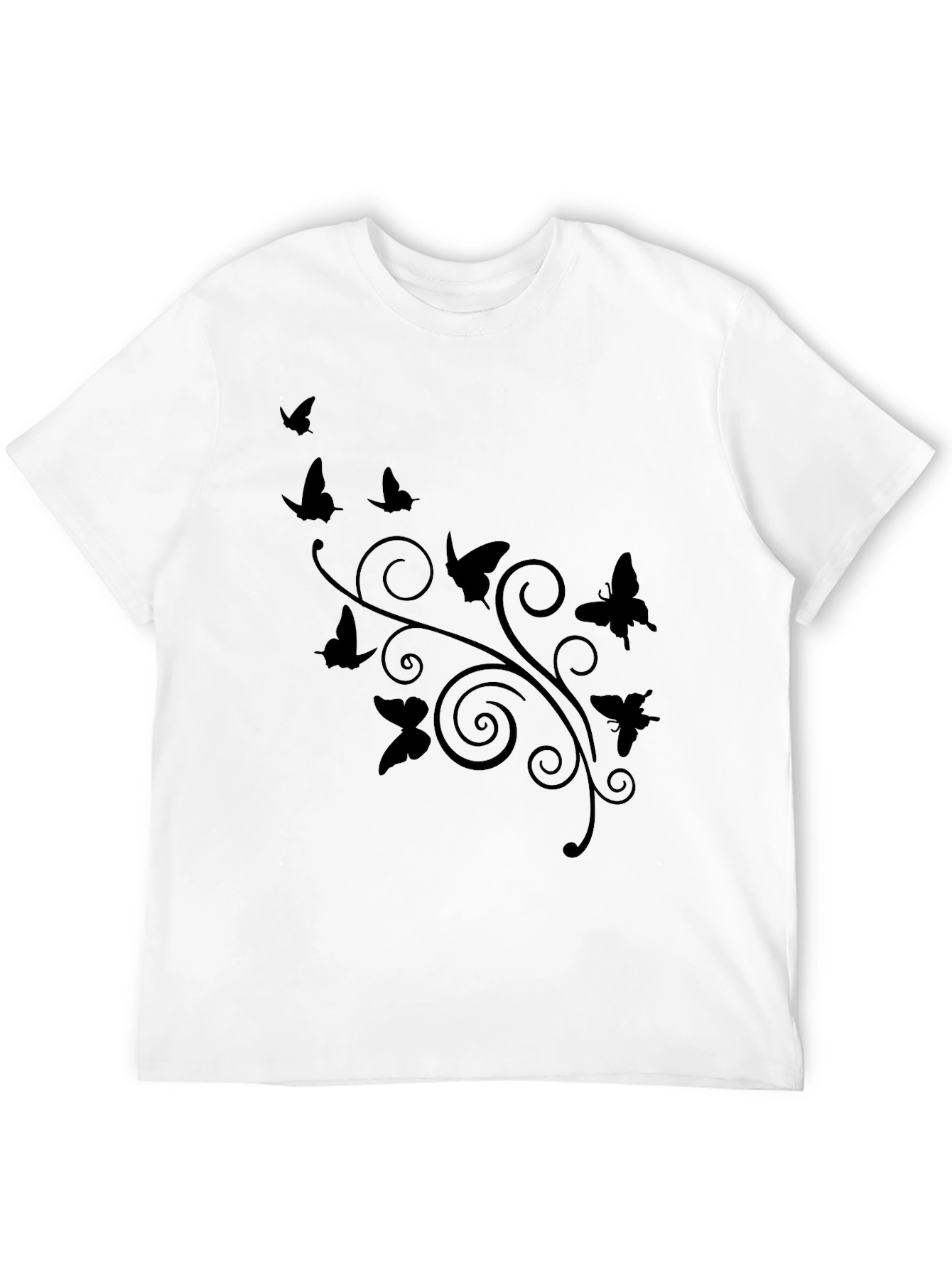 Black Butterfly Swirl Graphic T-Shirt