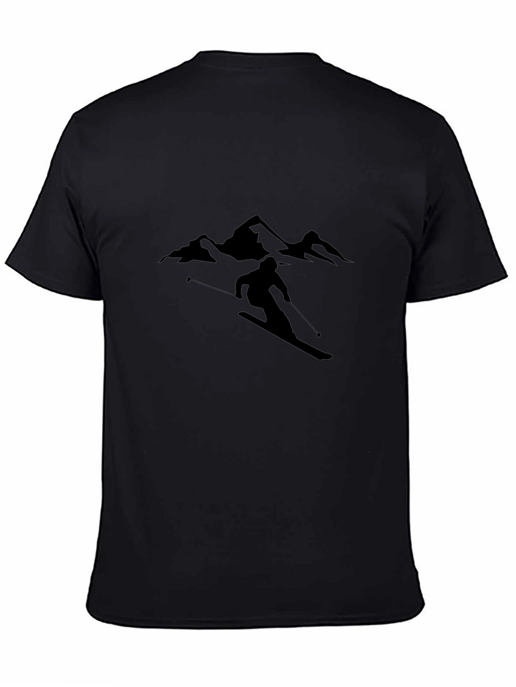 Mountain Skiing Graphic Tee - Black Cotton