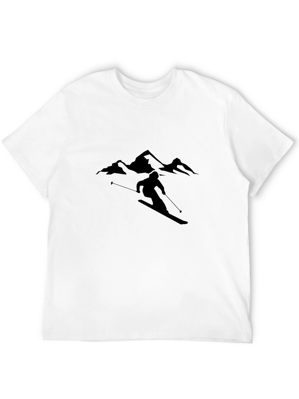 Mountain Skiing Graphic Tee - Black Cotton