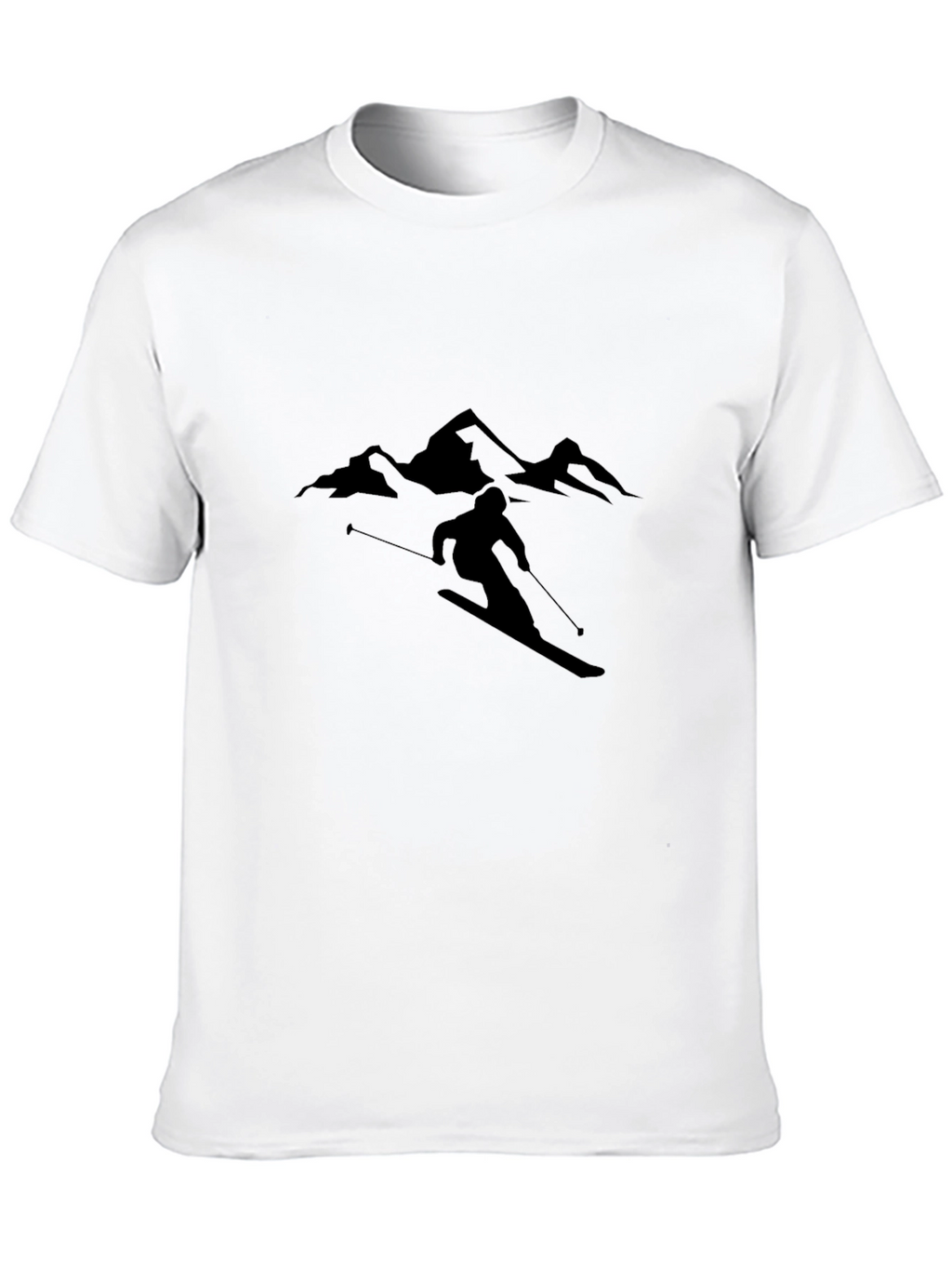 Mountain Skiing Graphic Tee - Black Cotton