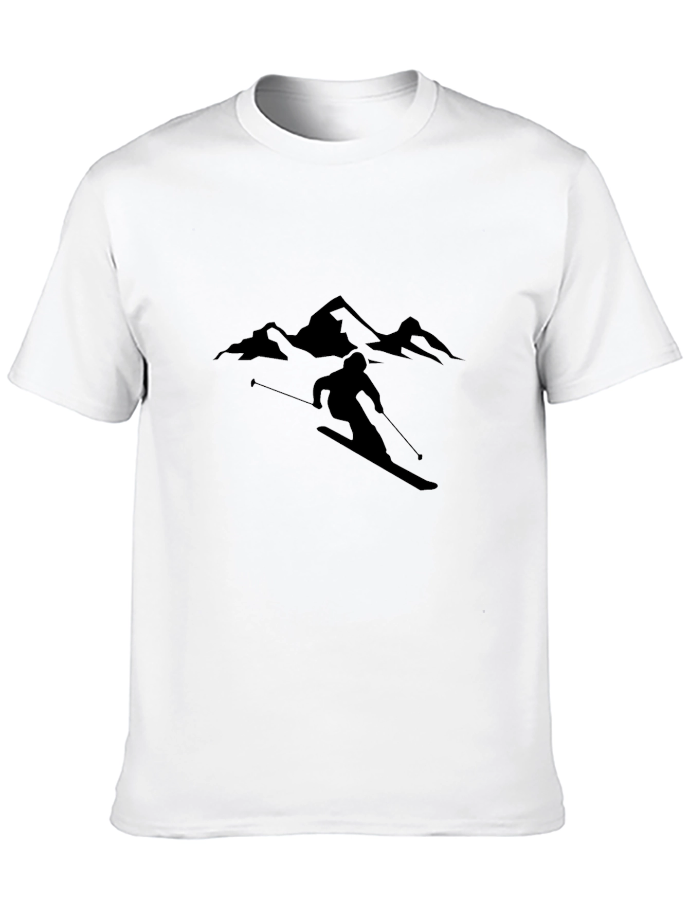 Mountain Skiing Graphic Tee - Black Cotton