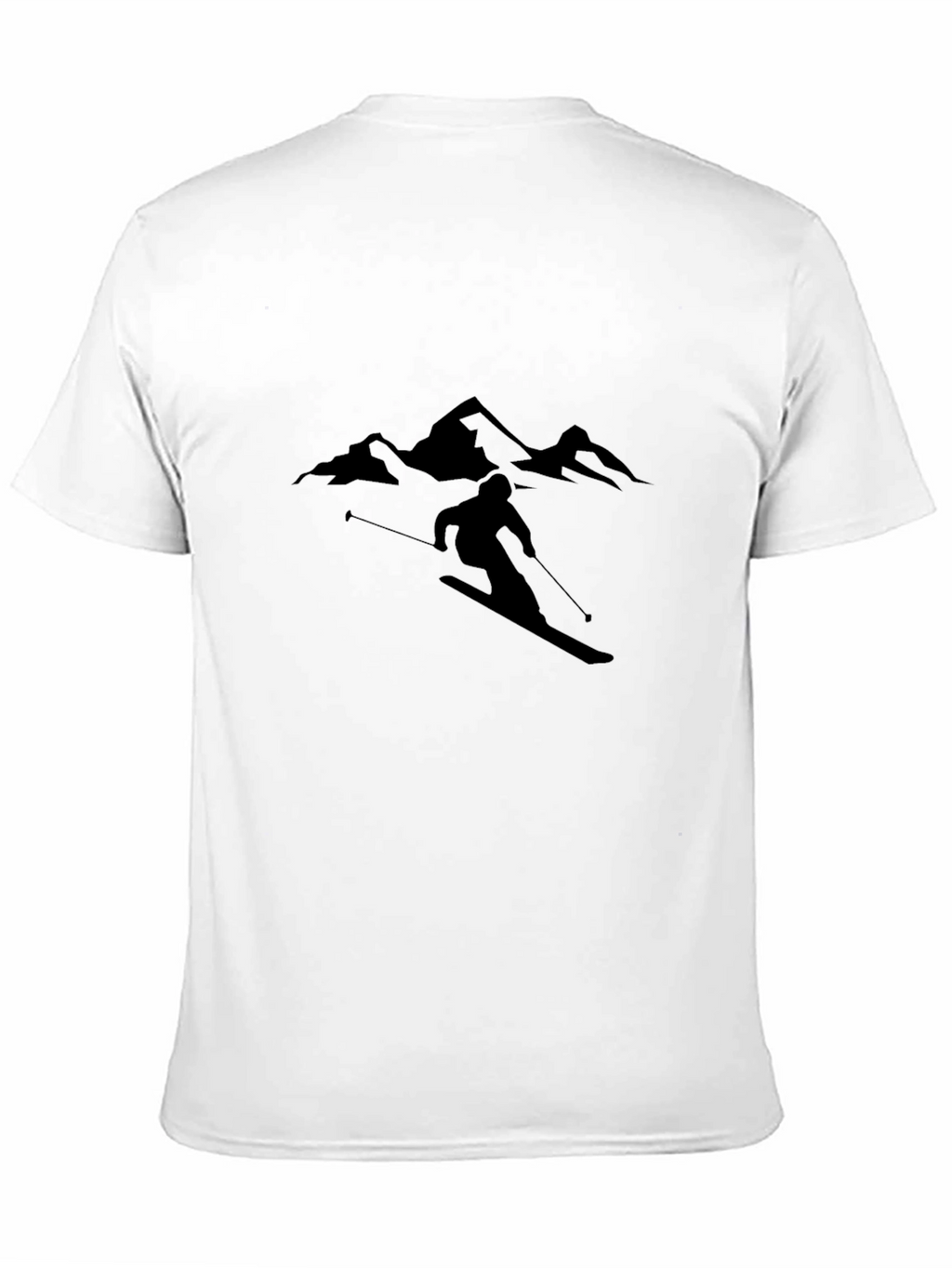 Mountain Skiing Graphic Tee - Black Cotton