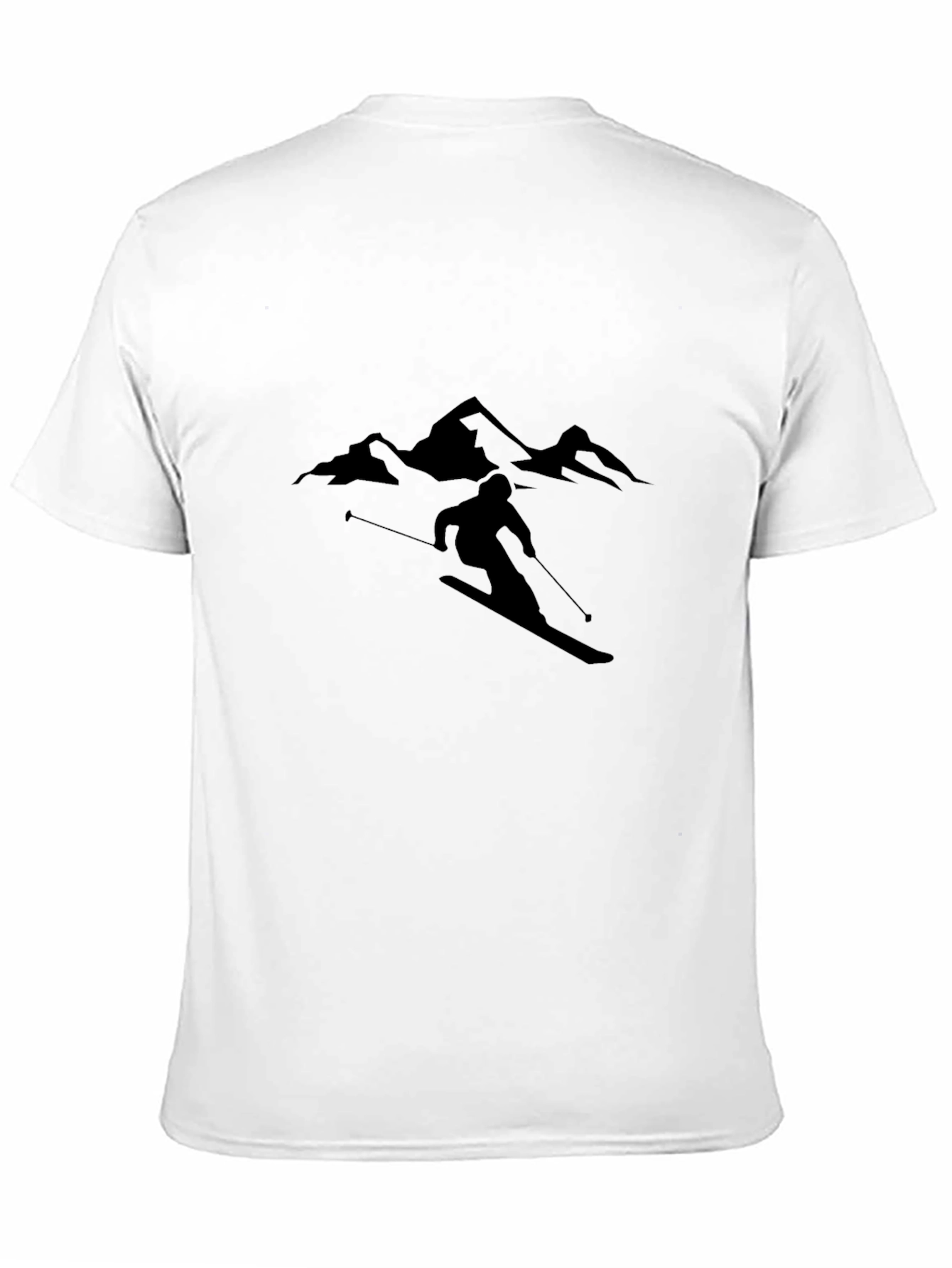 Mountain Skiing Graphic Tee - Black Cotton