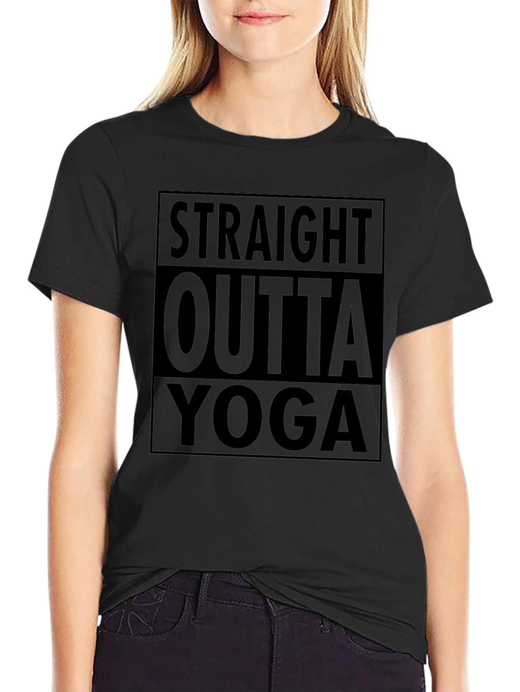 Straight Outta Yoga Black Graphic T-Shirt