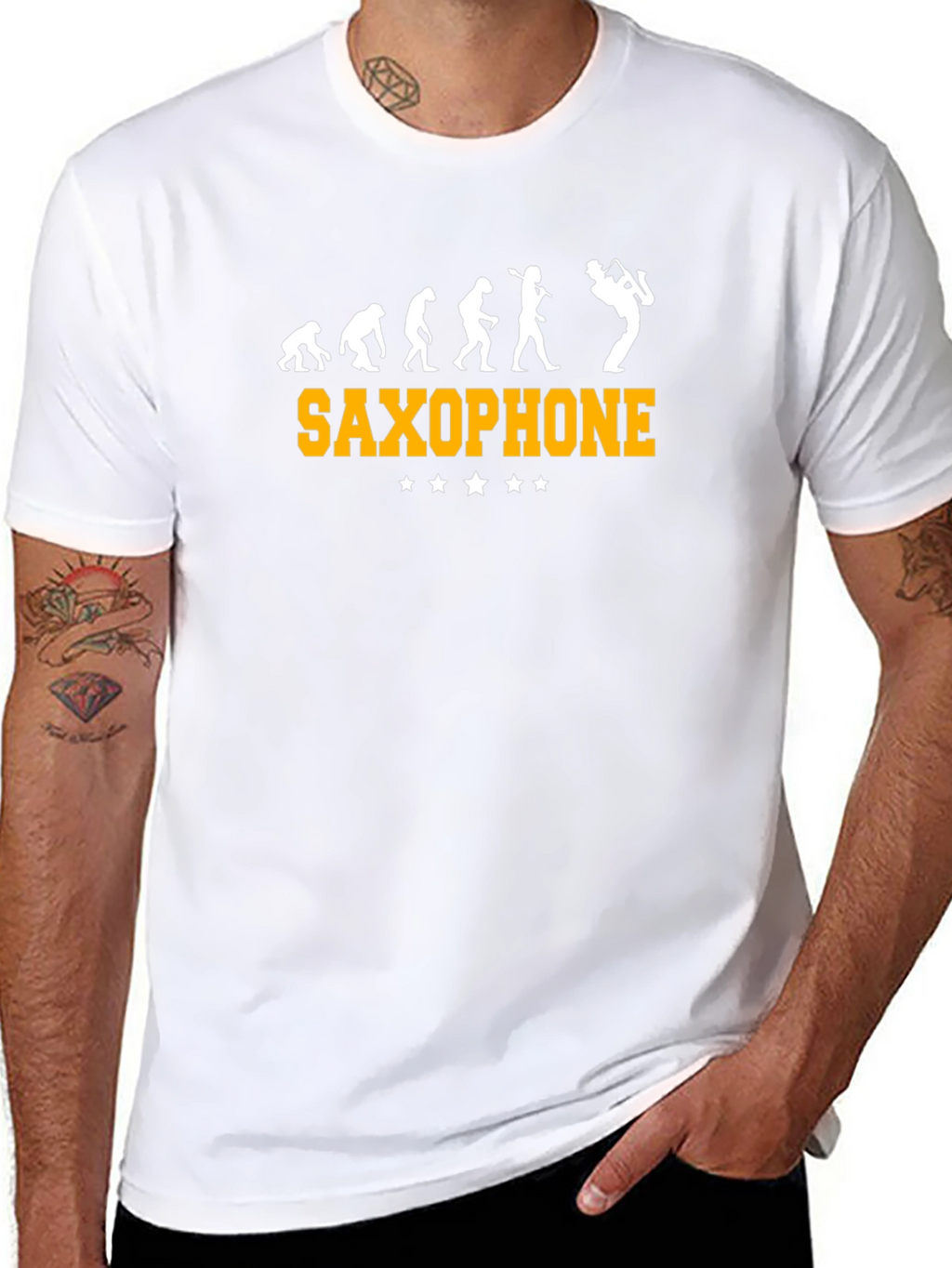 Saxophone Evolution Funny Graphic T-Shirt