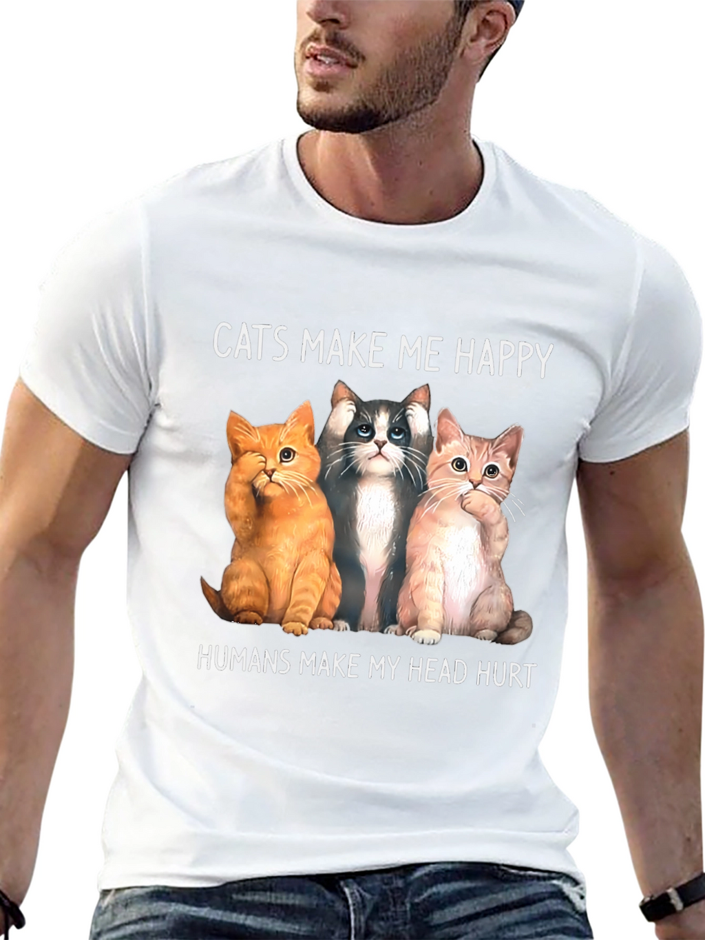 Cats Make Me Happy Graphic Tee