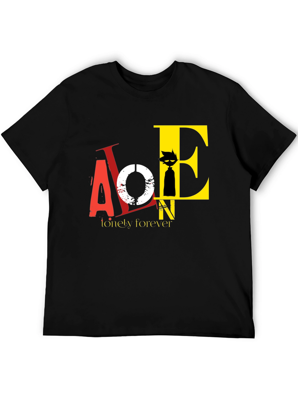 Lonely Forever Graphic Tee - Black Cotton T-Shirt