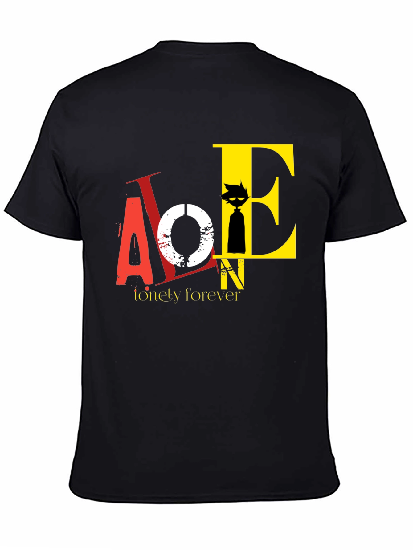 Lonely Forever Graphic Tee - Black Cotton T-Shirt