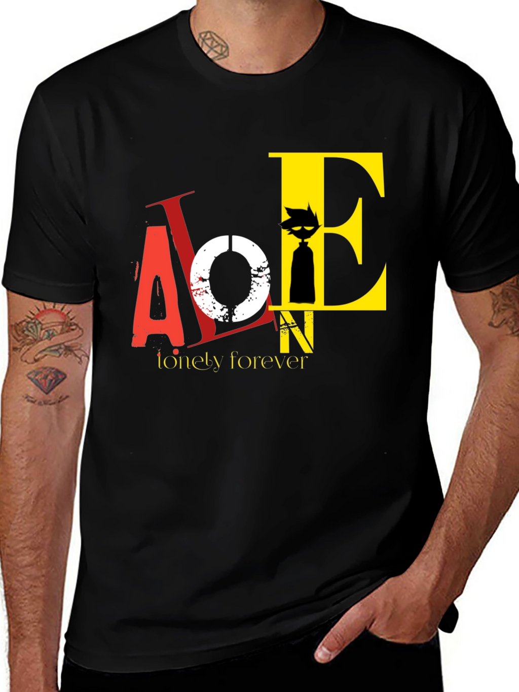 Lonely Forever Graphic Tee - Black Cotton T-Shirt