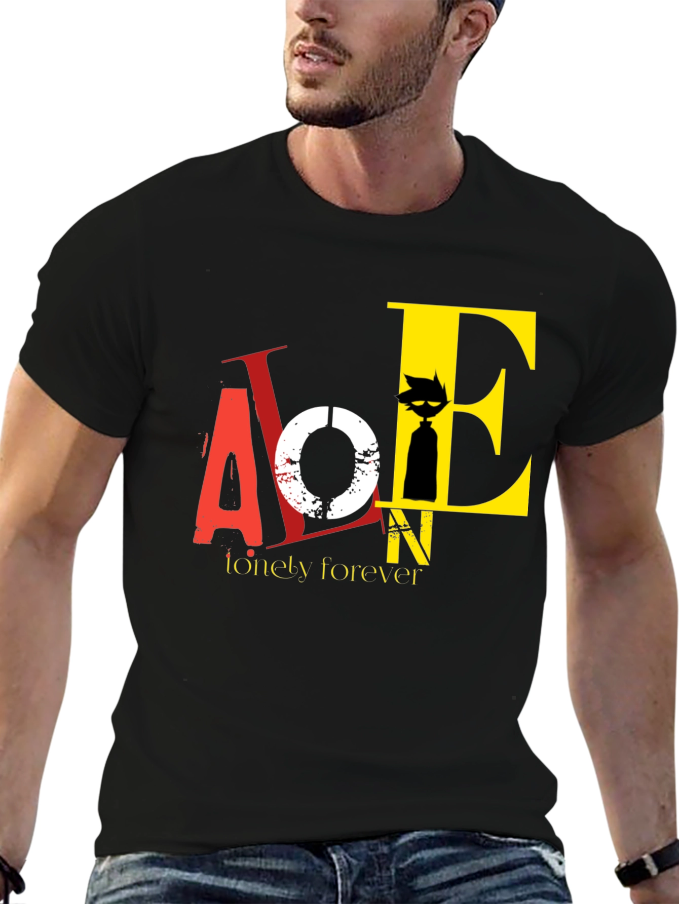 Lonely Forever Graphic Tee - Black Cotton T-Shirt