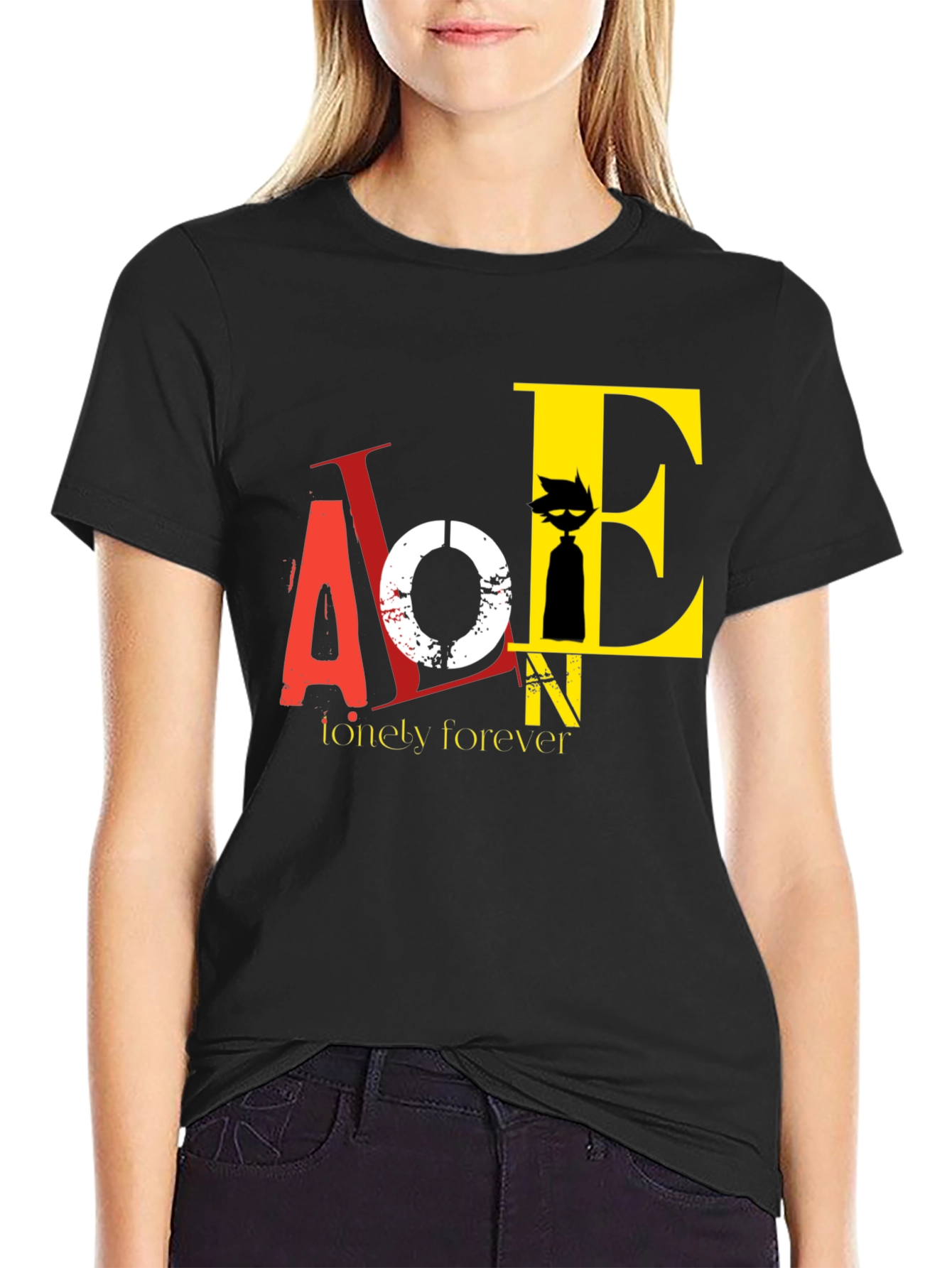 Lonely Forever Graphic Tee - Black Cotton T-Shirt