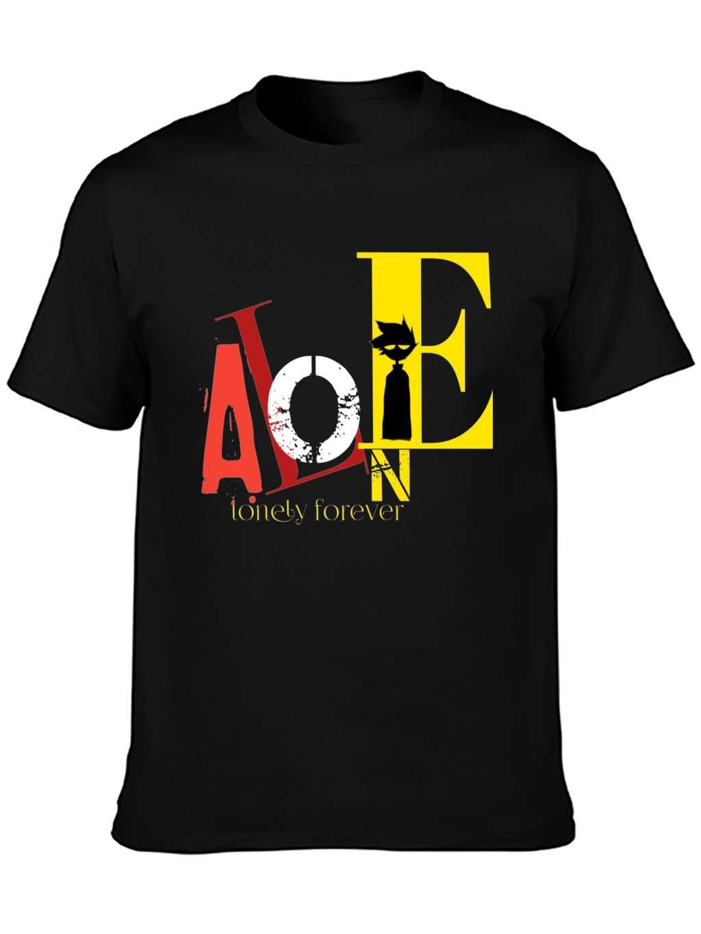 Lonely Forever Graphic Tee - Black Cotton T-Shirt