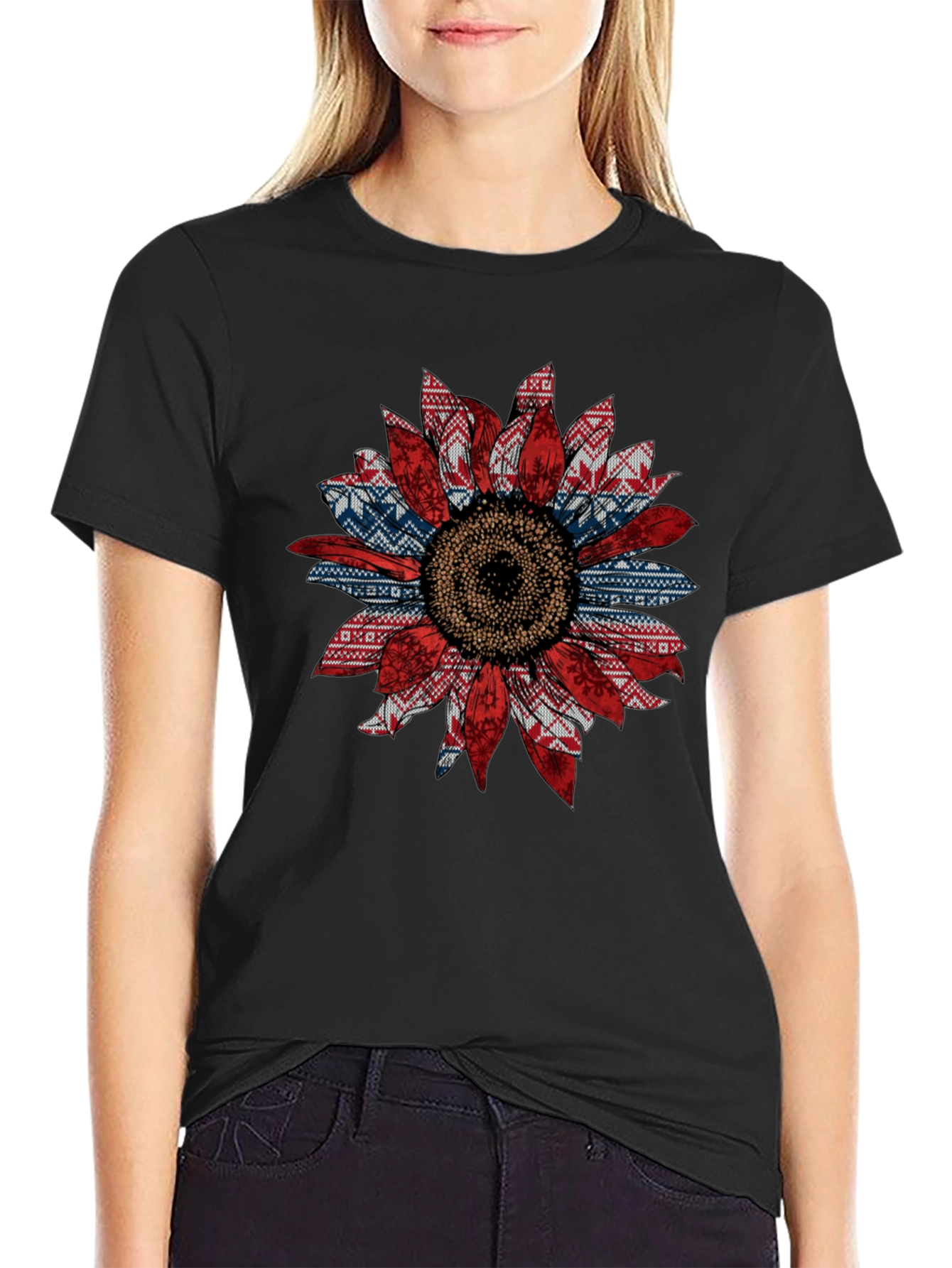 Sunflower Ugly Sweater Pattern T-Shirt