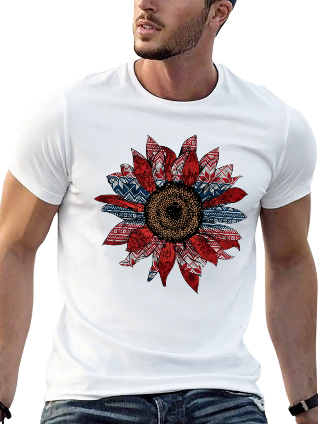 Sunflower Ugly Sweater Pattern T-Shirt