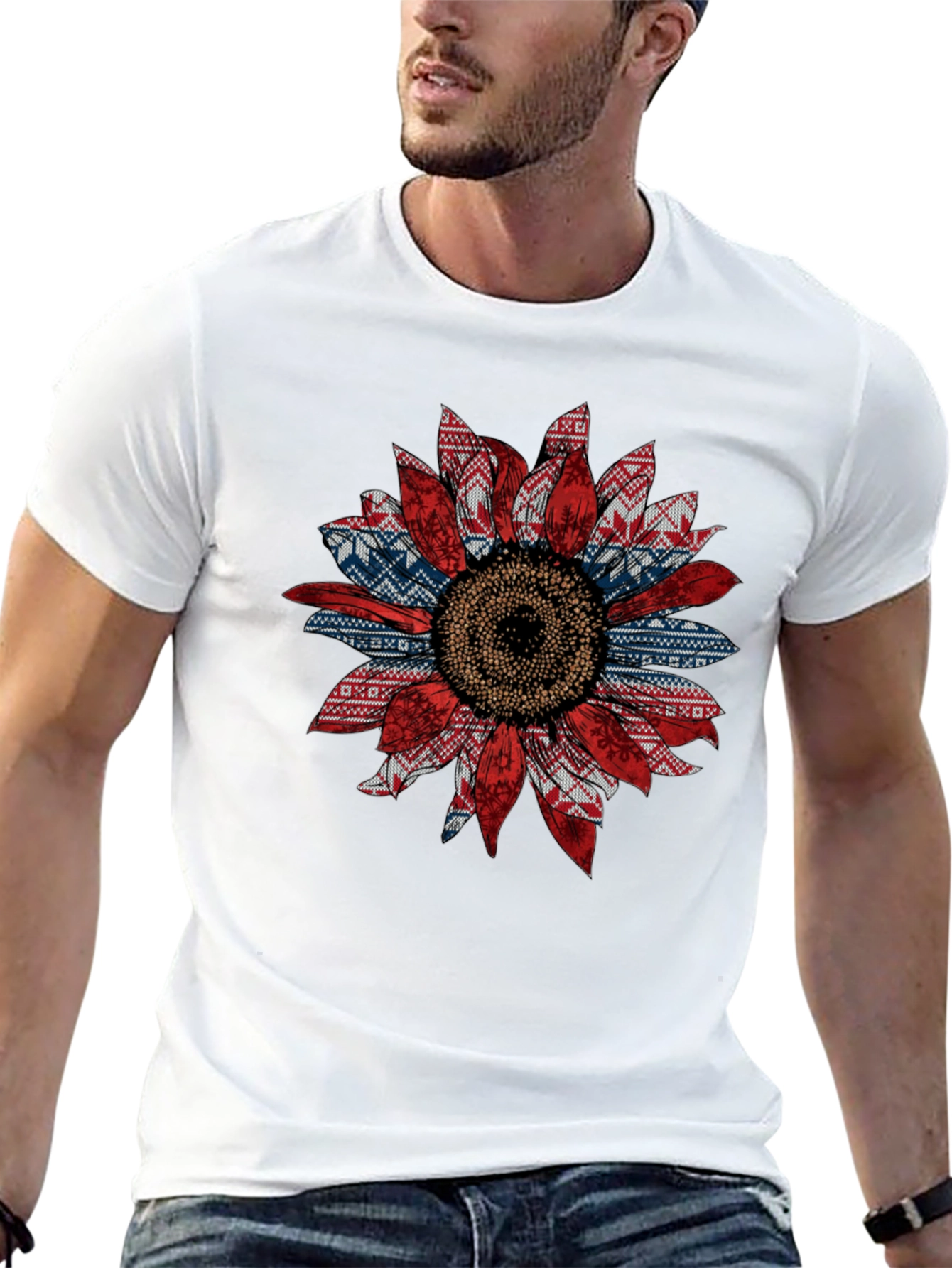 Sunflower Ugly Sweater Pattern T-Shirt