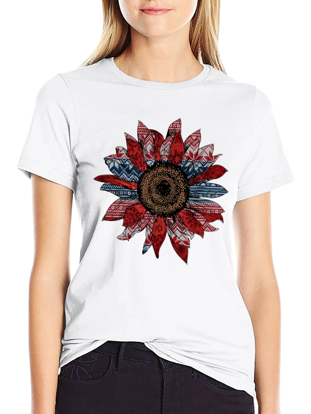 Sunflower Ugly Sweater Pattern T-Shirt