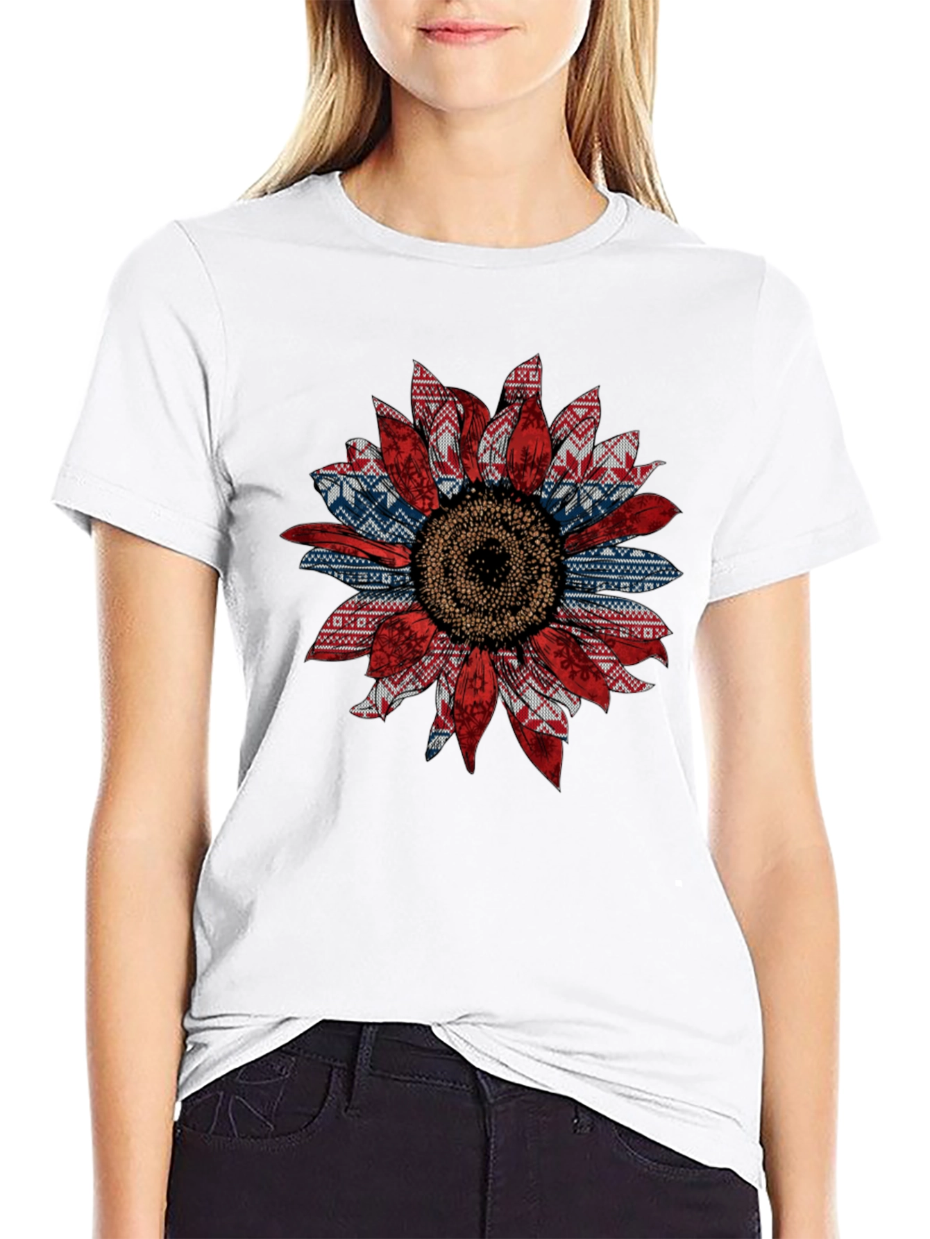 Sunflower Ugly Sweater Pattern T-Shirt