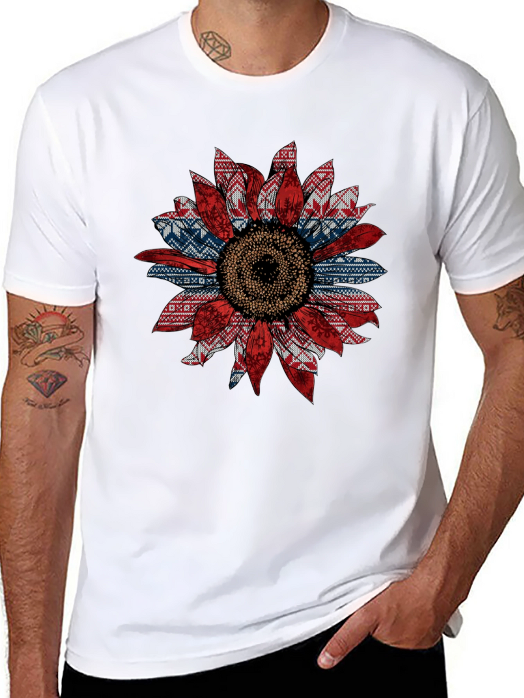 Sunflower Ugly Sweater Pattern T-Shirt