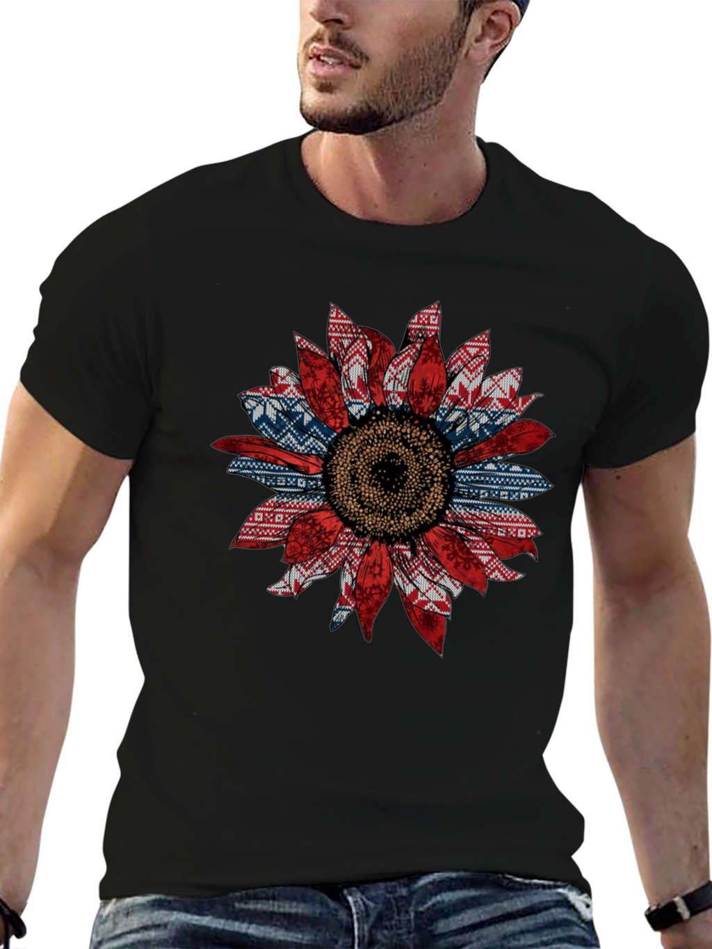 Sunflower Ugly Sweater Pattern T-Shirt