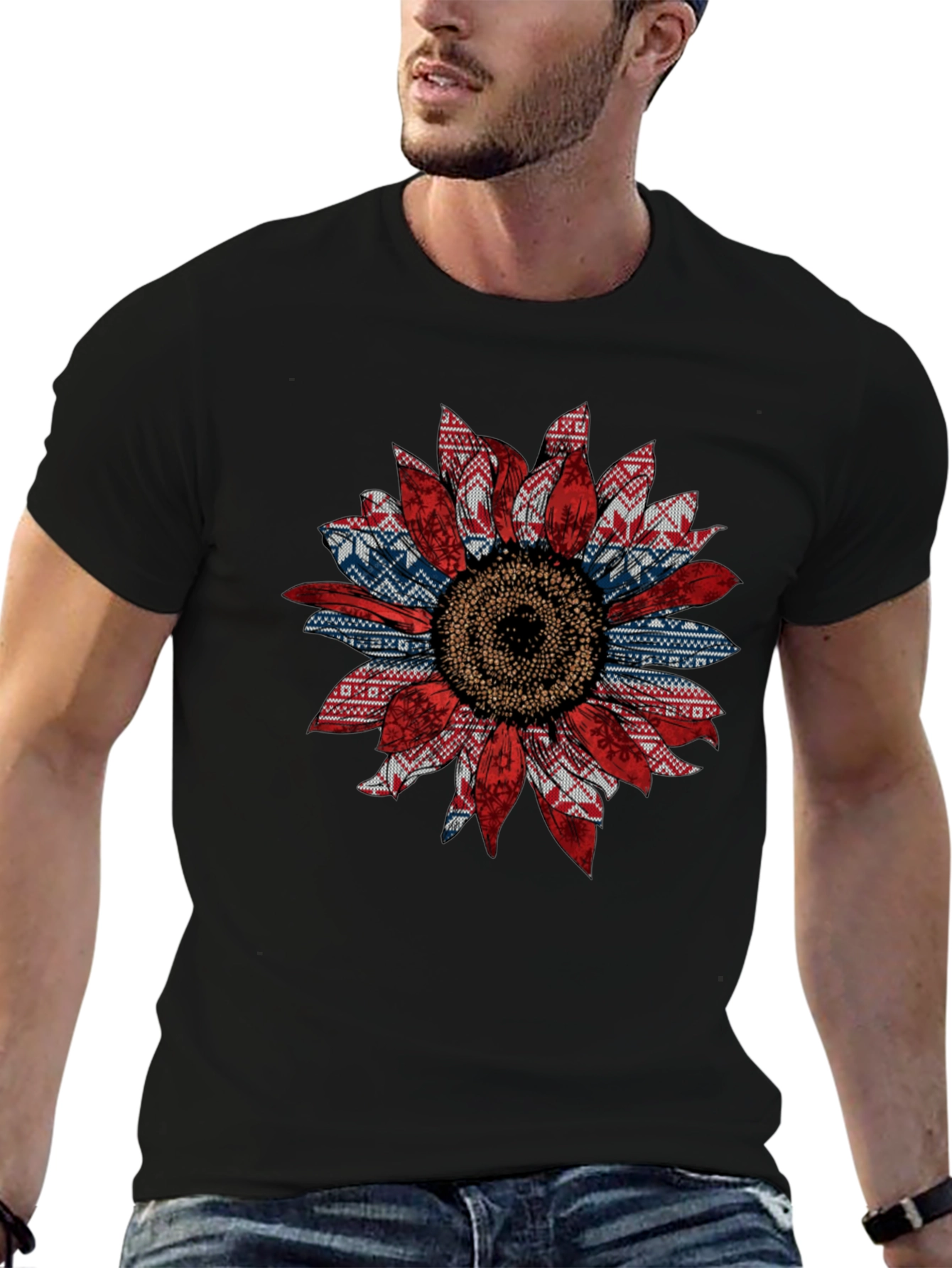 Sunflower Ugly Sweater Pattern T-Shirt