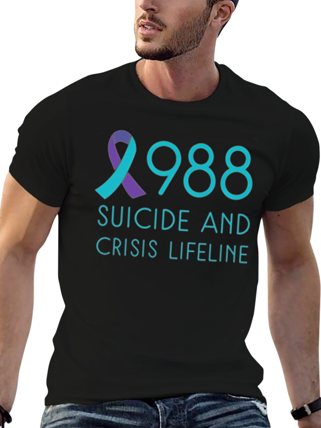 988 Suicide Crisis Lifeline Black T-Shirt