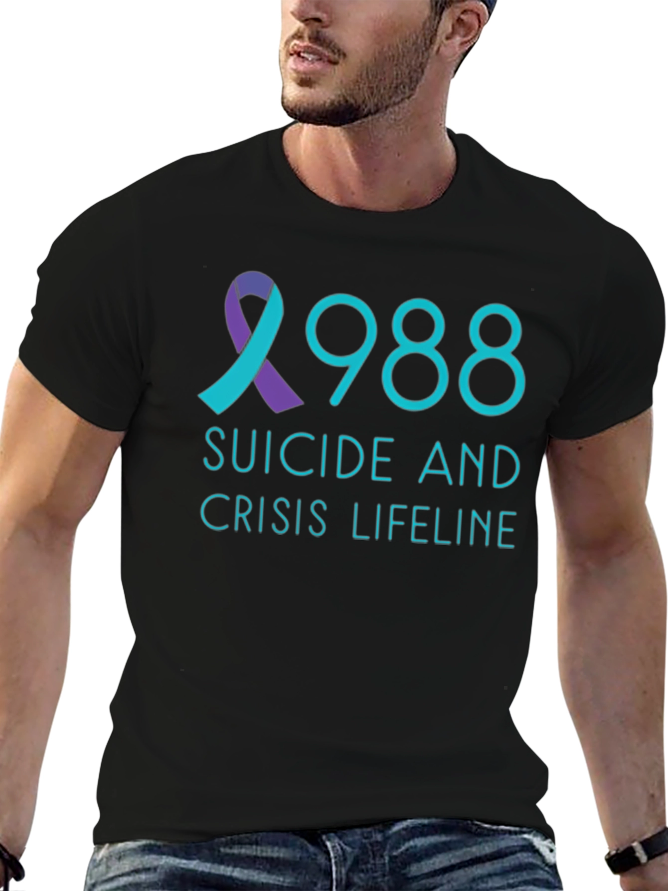 988 Suicide Crisis Lifeline Black T-Shirt