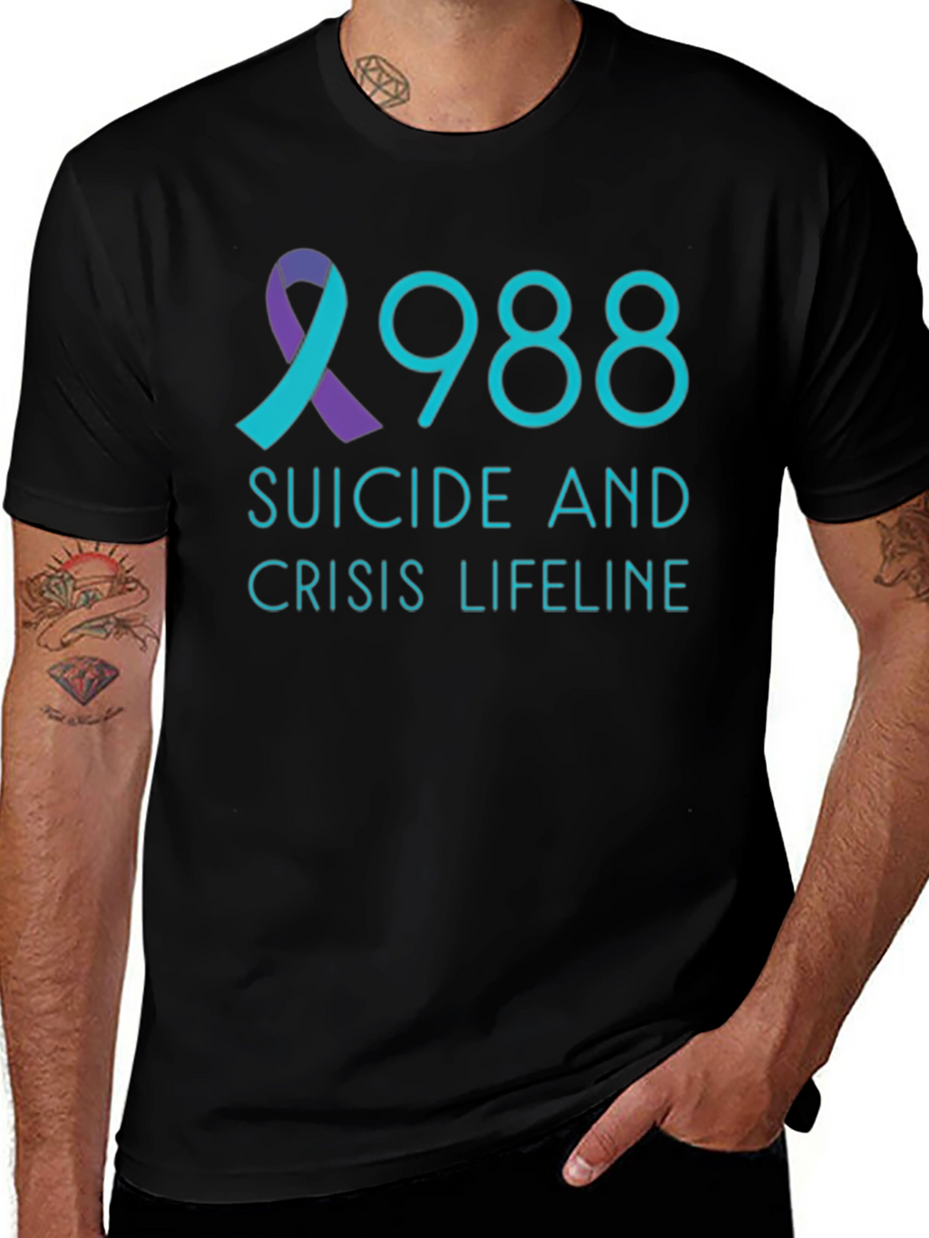988 Suicide Crisis Lifeline Black T-Shirt