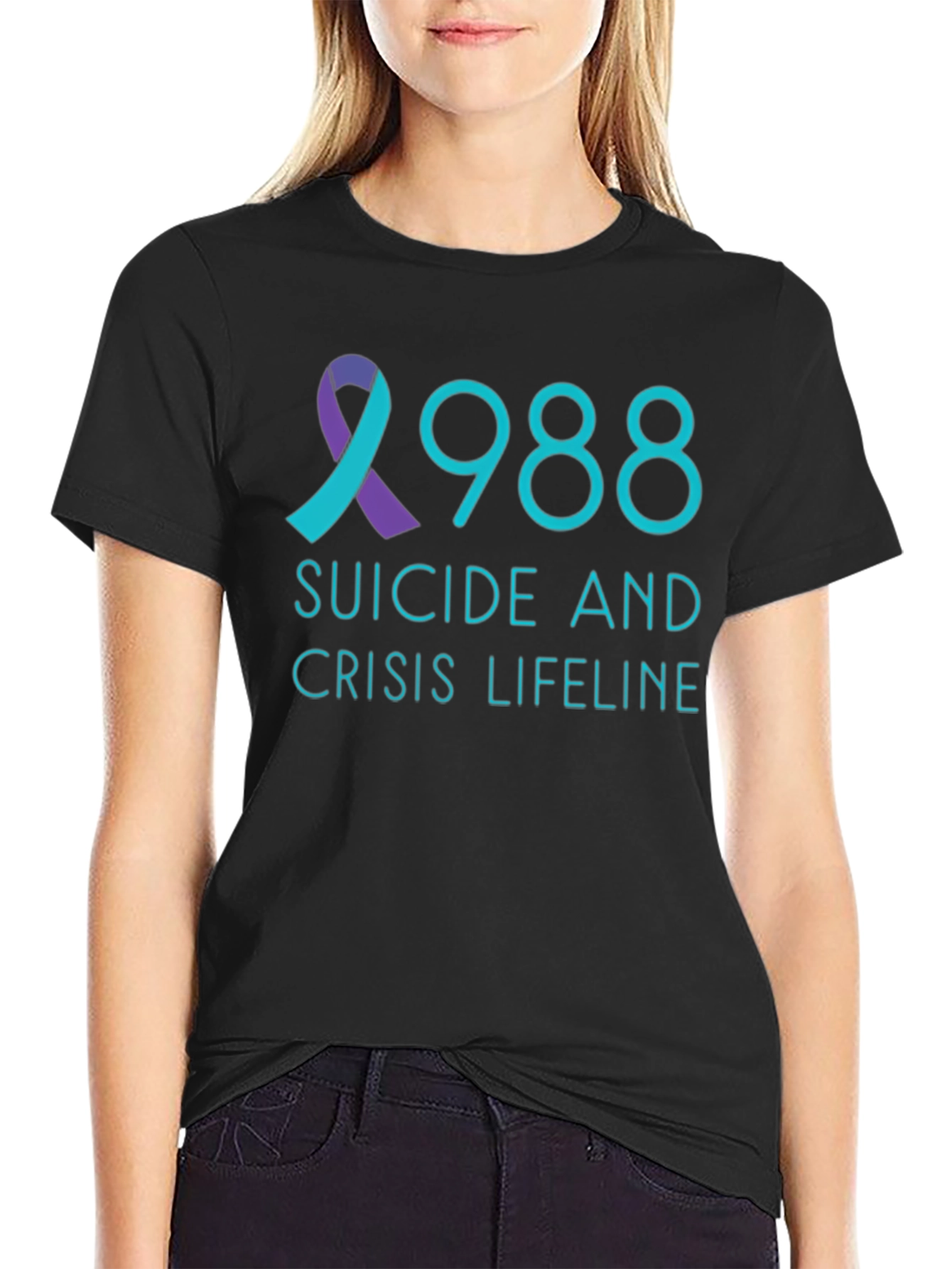 988 Suicide Crisis Lifeline Black T-Shirt