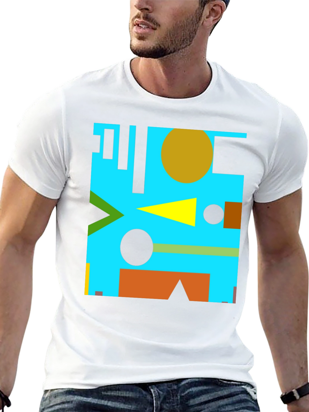 Geometric Abstract Design Black T-Shirt