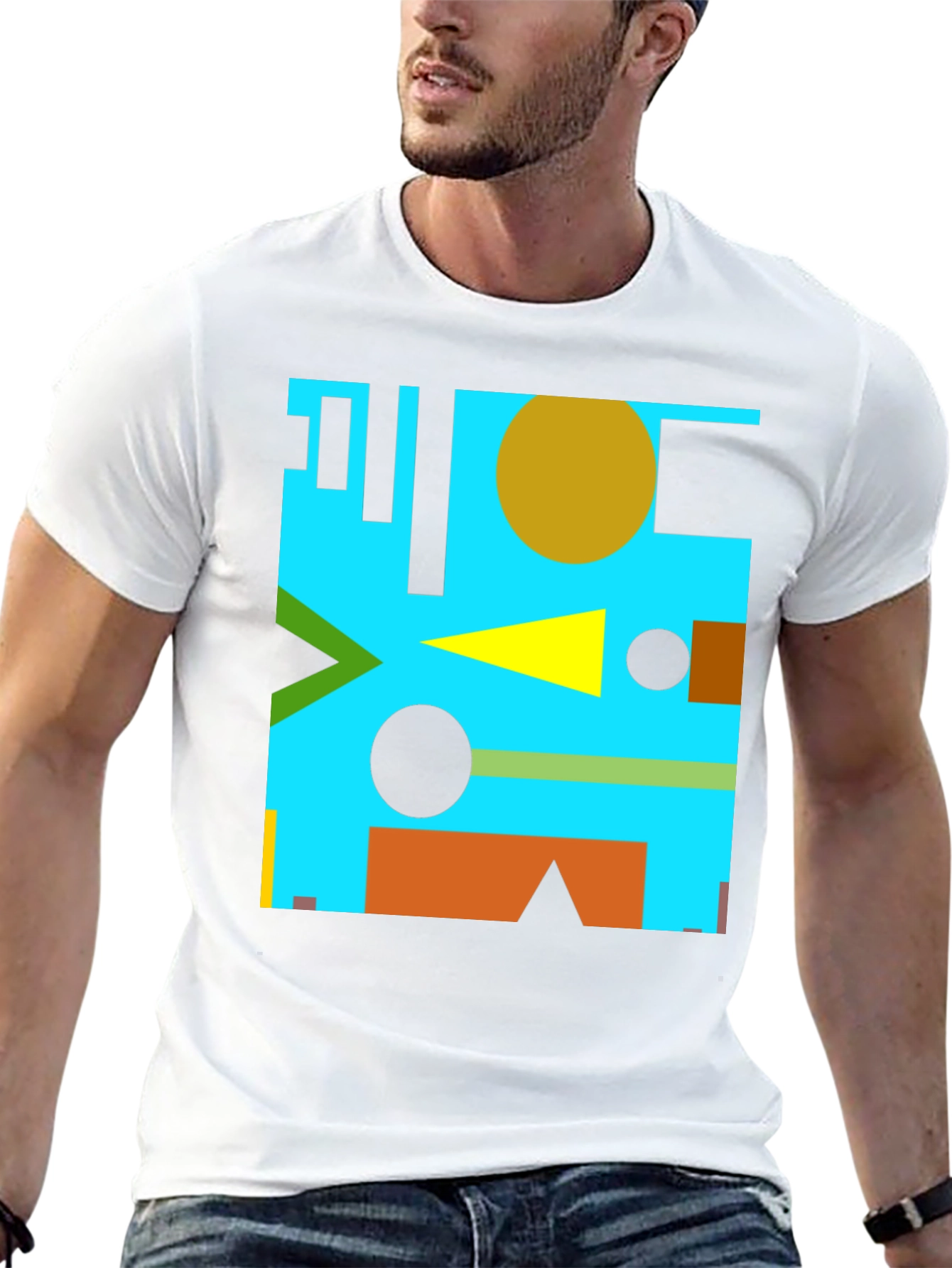 Geometric Abstract Design Black T-Shirt