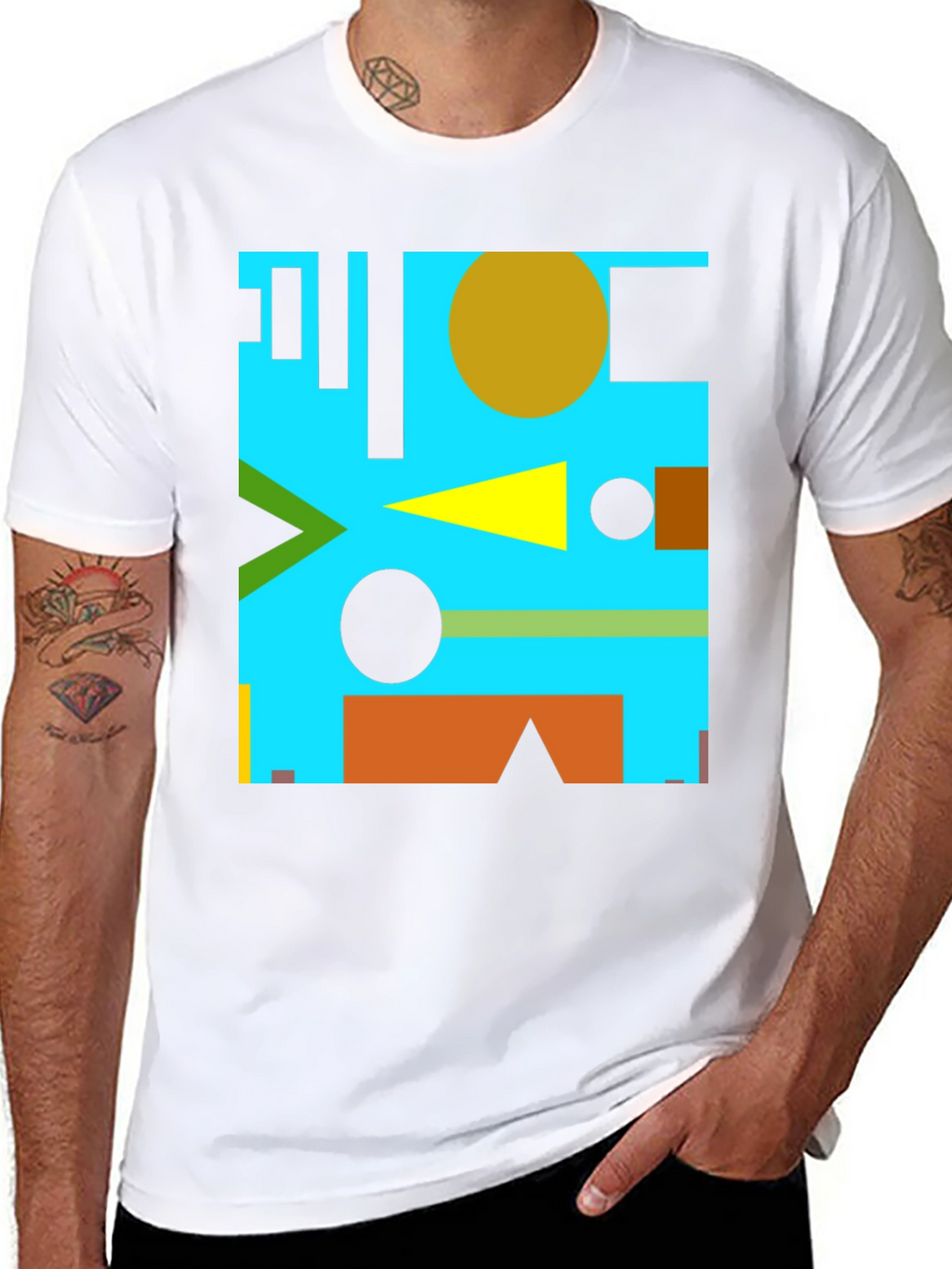 Geometric Abstract Design Black T-Shirt