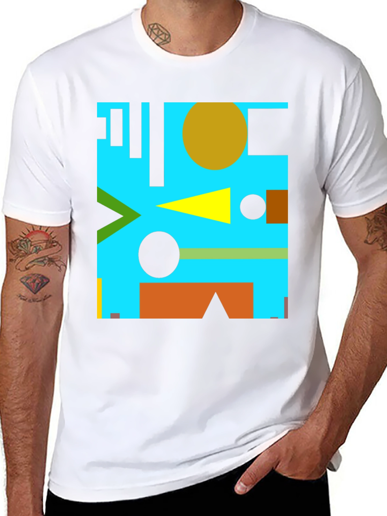 Geometric Abstract Design Black T-Shirt