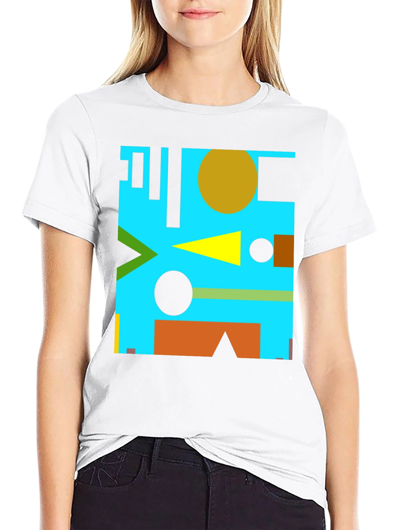 Geometric Abstract Design Black T-Shirt