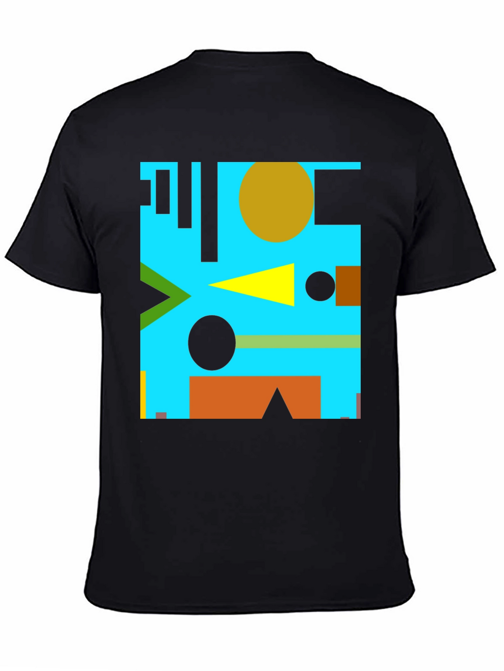 Geometric Abstract Design Black T-Shirt