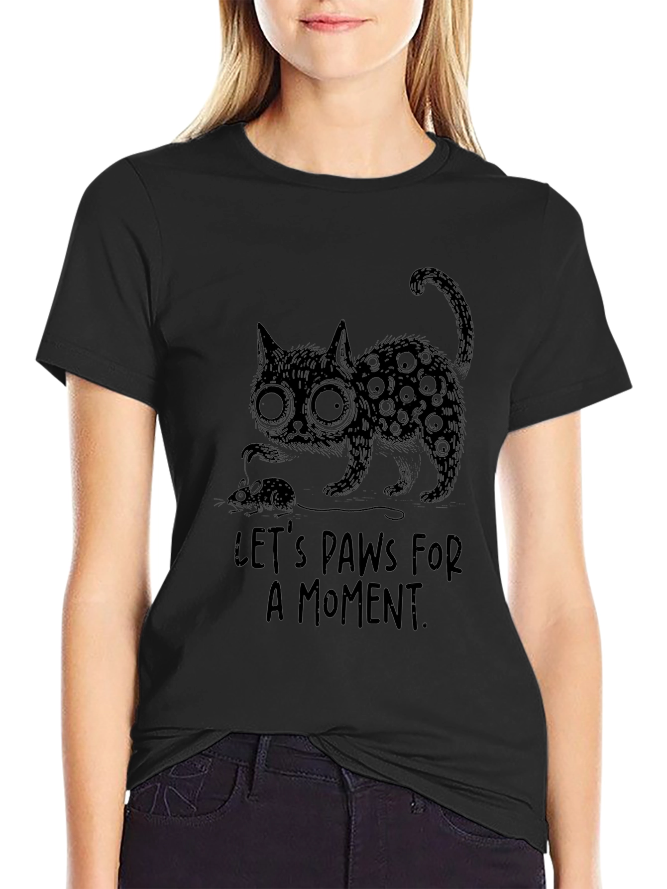 Lets Paws For A Moment Mens Black T-Shirt