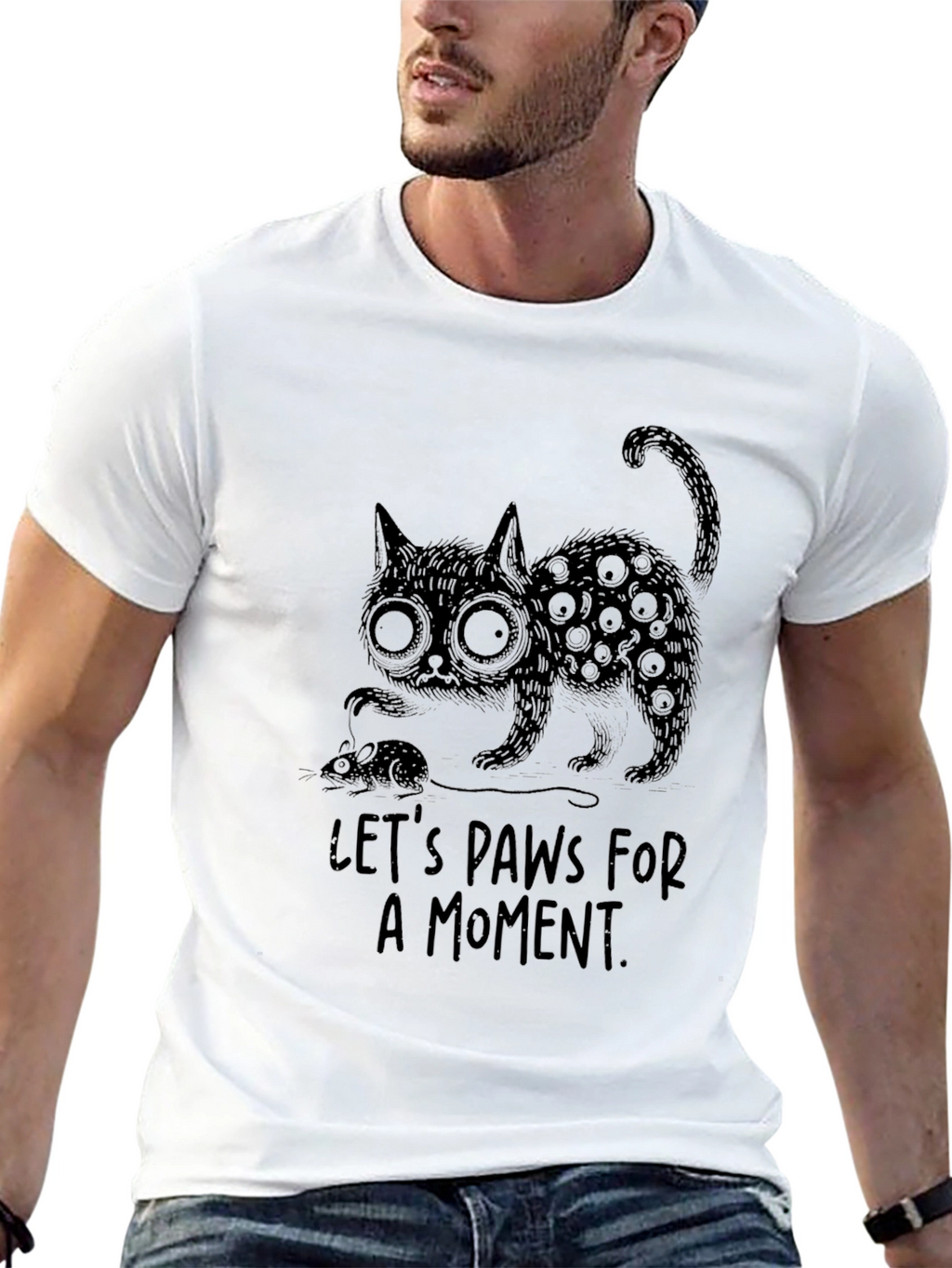Lets Paws For A Moment Mens Black T-Shirt