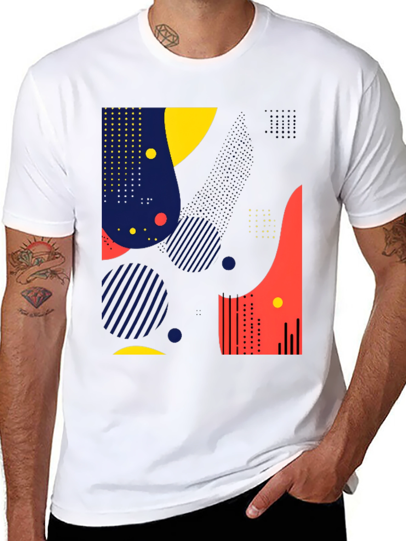Abstract Geometric Design Black T-Shirt