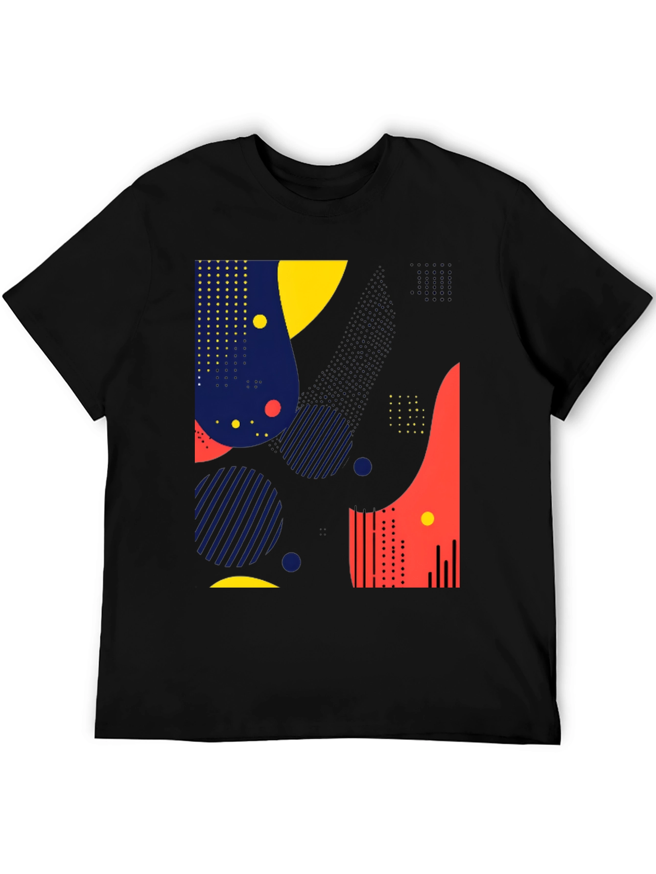 Abstract Geometric Design Black T-Shirt