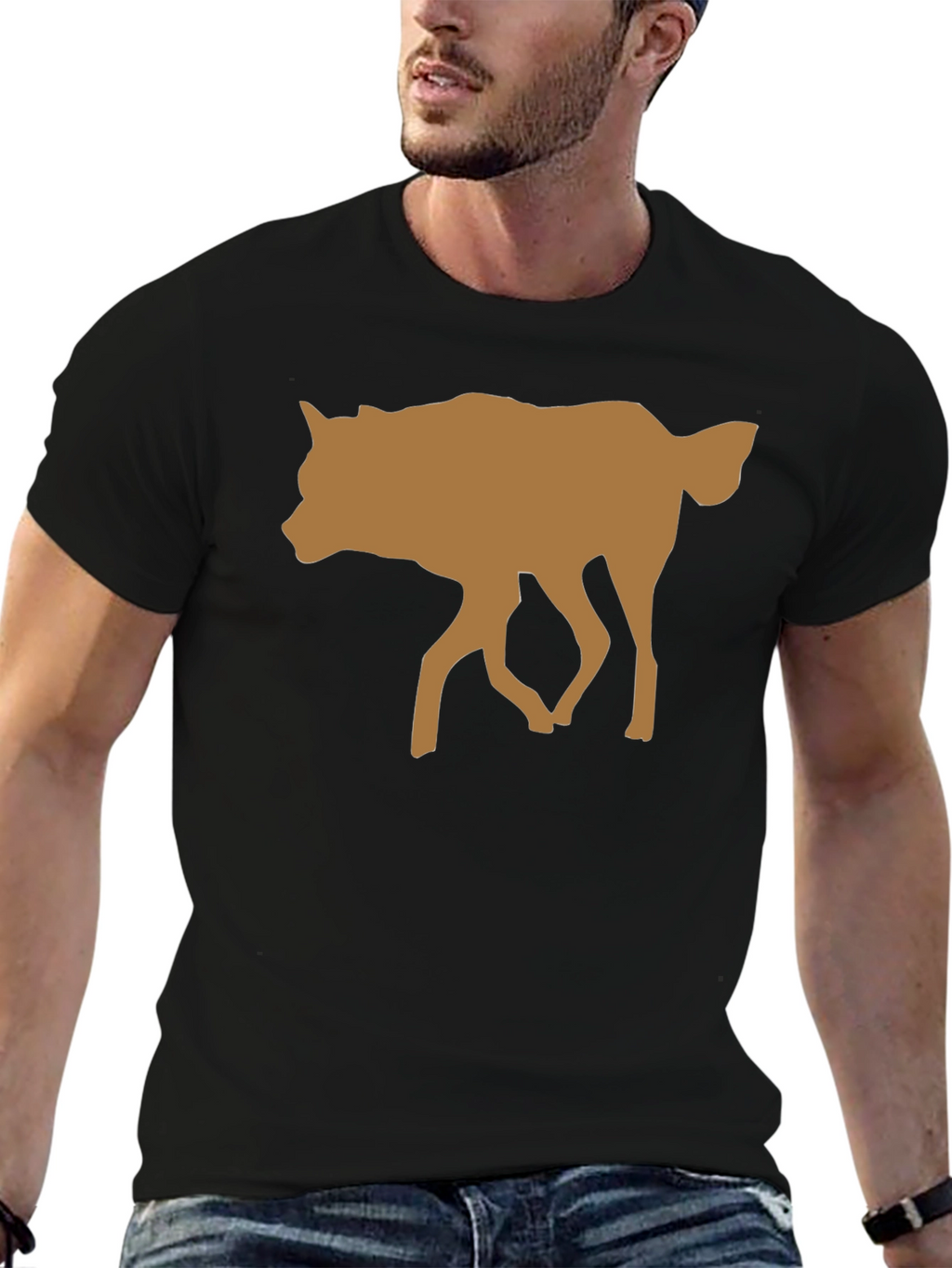 Wolf Silhouette Graphic Black T-Shirt